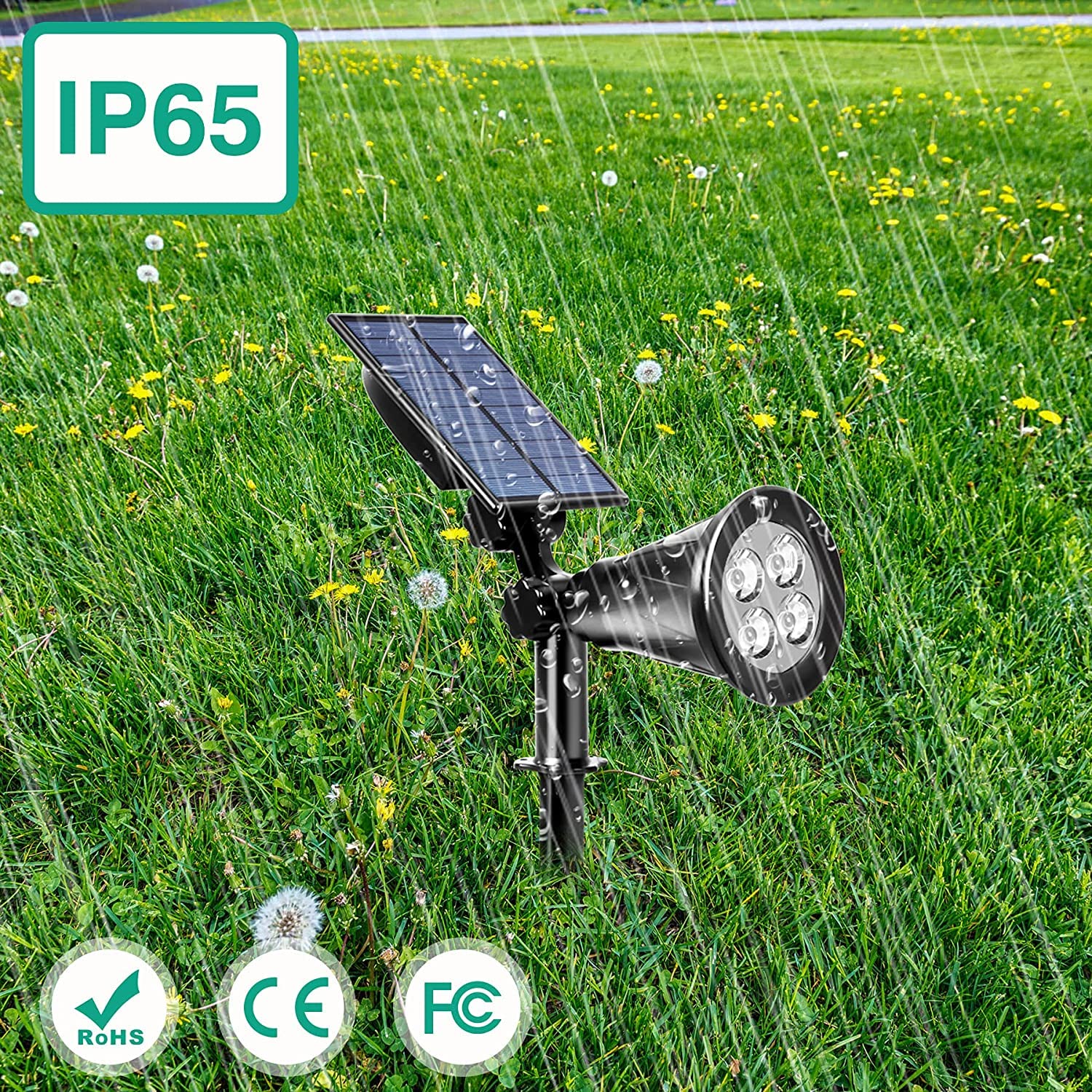 T-SUNUS Blue Solar Garden Spotlights, Waterproof IP65, 2 Pack, Auto-on/Off, 2 Modes for Outdoor Use
