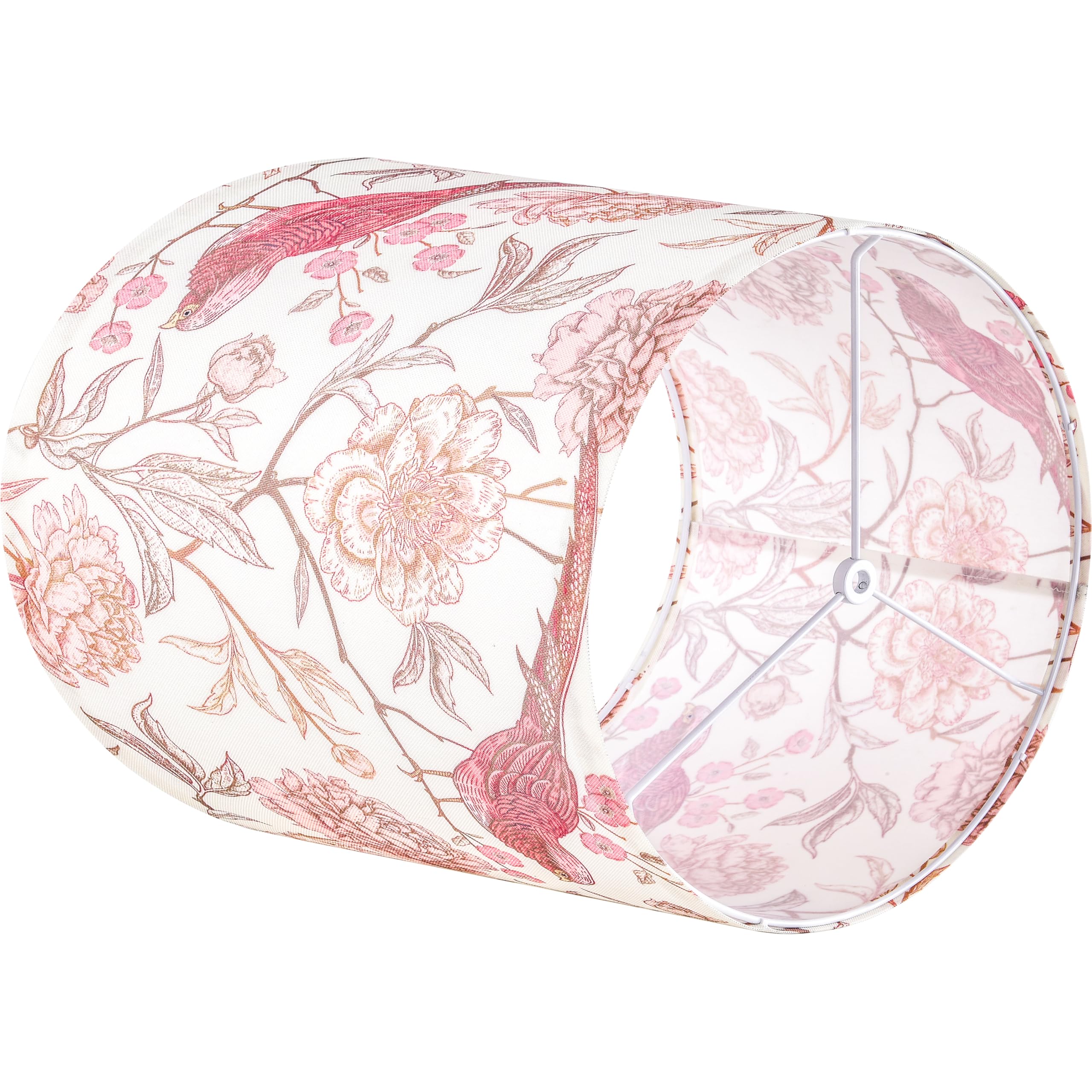 Go&So Tall Drum Lamp Shade, Birds And Flowers Printed Lamp Shades Set Of 2 Lamp Shades For Table Lamps, 9.8'' Top X 9.8'' Bottom