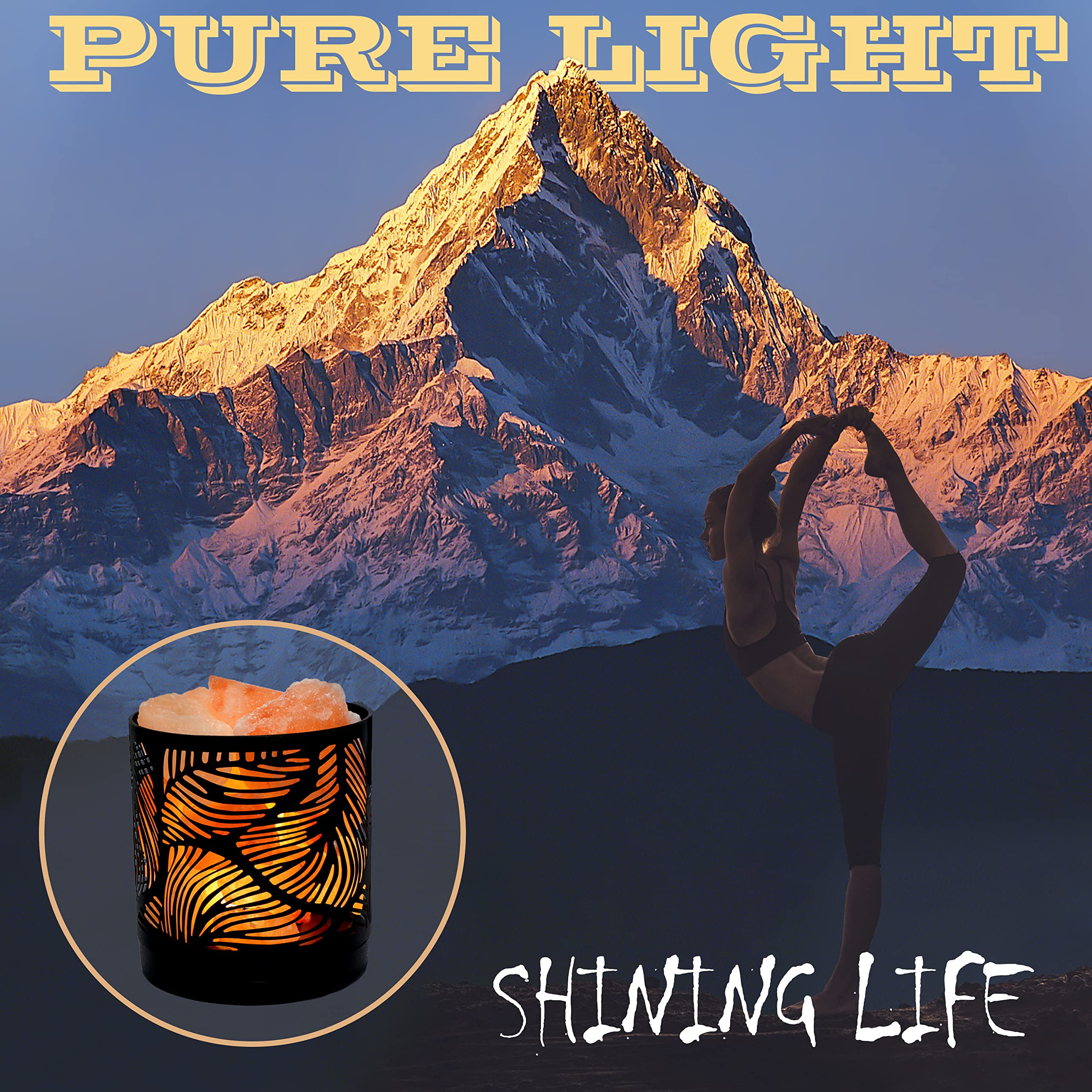 SUNYA Himalayan Salt Lamp - Metal Basket, 5 LED Bulbs, USB Power, Pink Rock Salt, Color: Sand Sea, Model: YETI-3