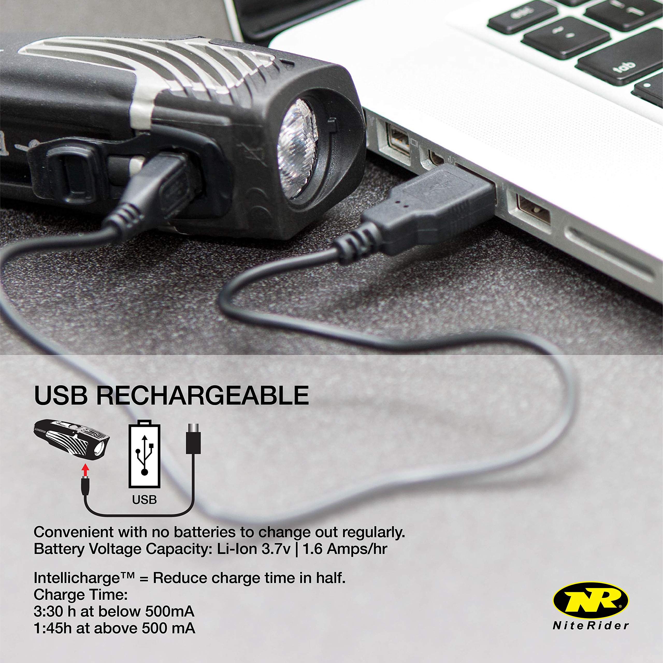 Niterider Lumina Micro 850 Front Bike Light Led Usb Rechargeable Water Resistant Mountain Road Commuting City Urban Cycling Safety Flashlight, Black, 6783