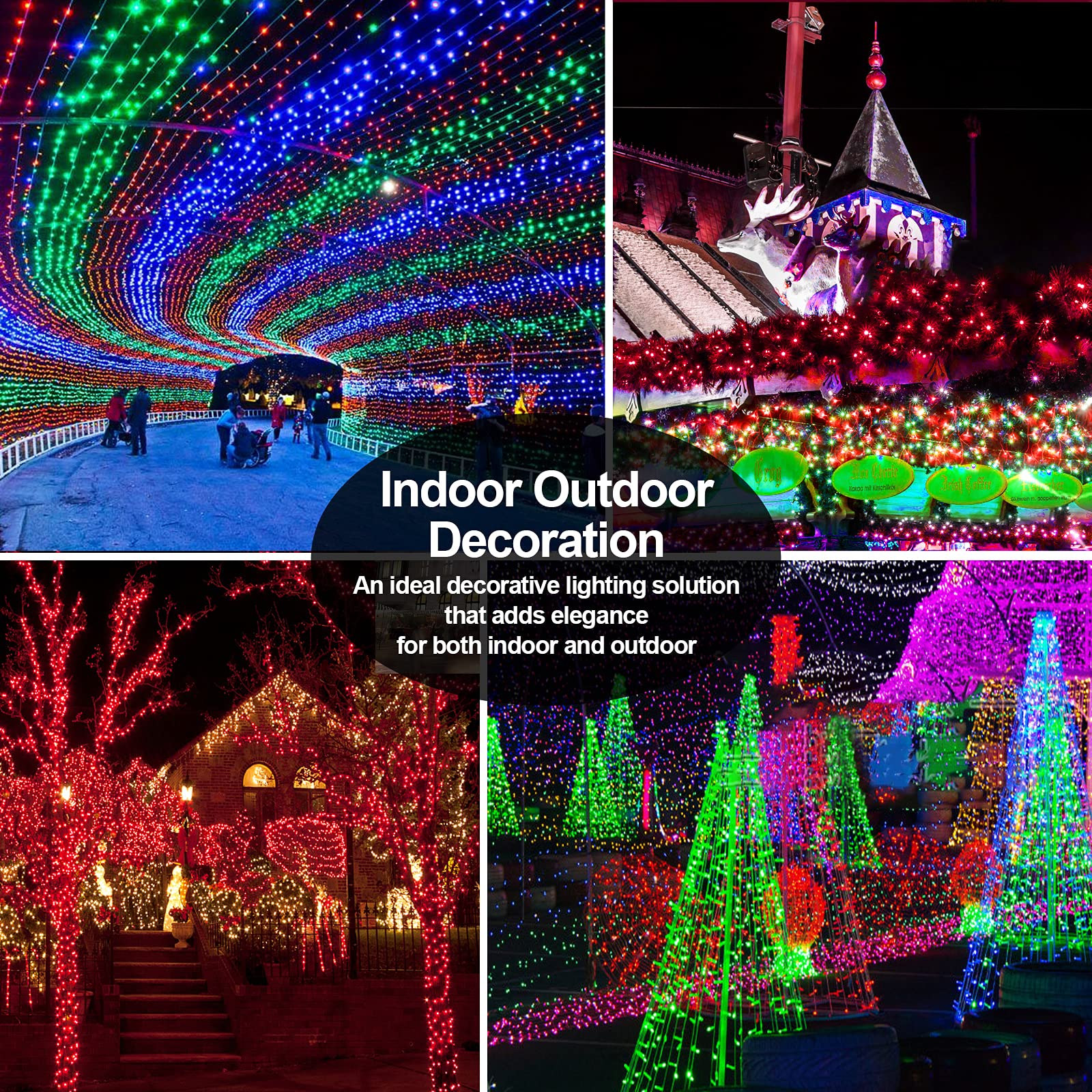 JXLEDAYY LED Christmas Lights Outdoor 1000 LED 403 Ft Clear Wire Red Waterproof 8 Modes Timer Model BG-CL3M3-306L01