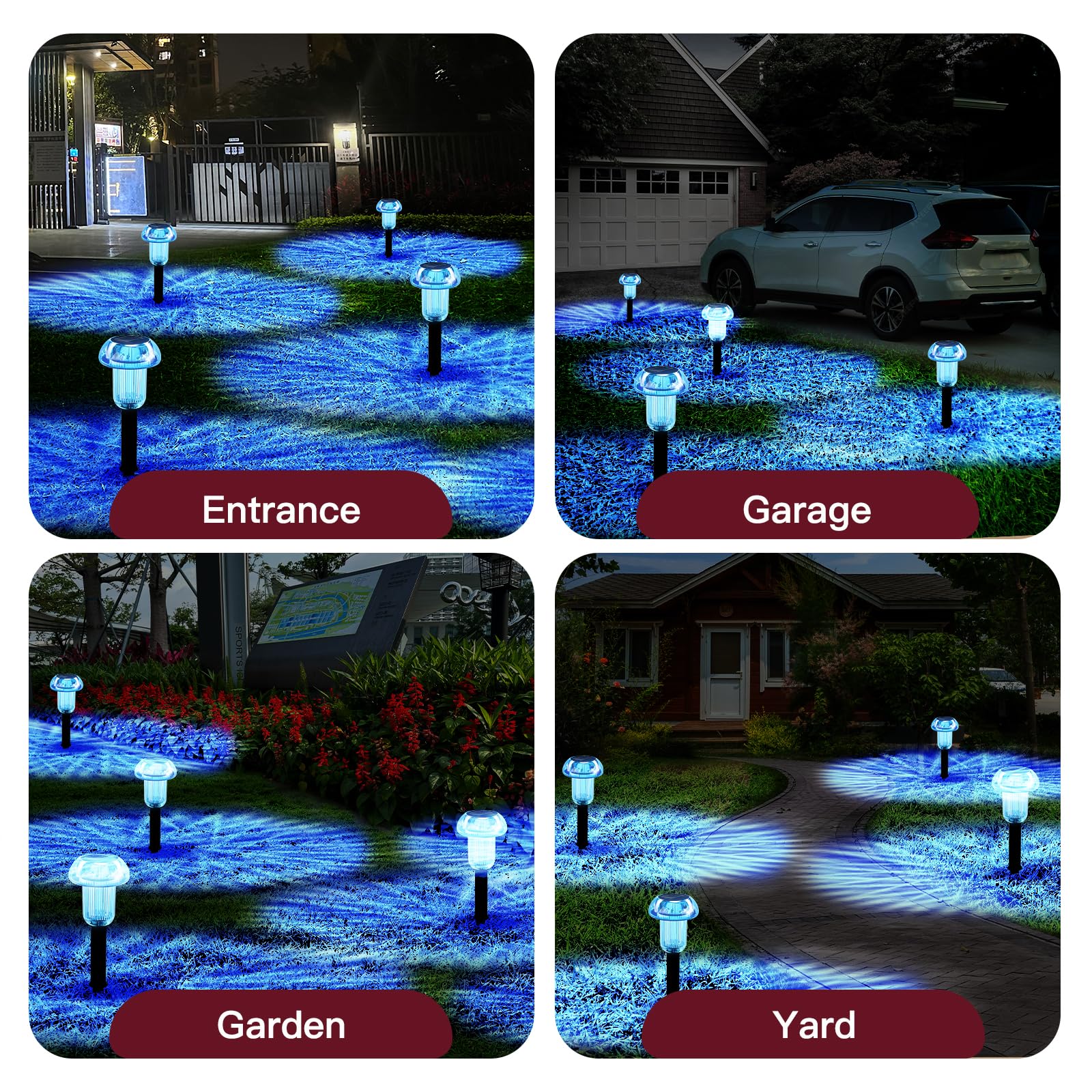 Halloween Sky Blue Solar Lights For Outside 4 Pack Halloween Decorations Led Mushroom Solar Powered Outdoor Lights  Landscape Lighting Garden Stake Light  Landscape Light Outdoor For Yard  Garden