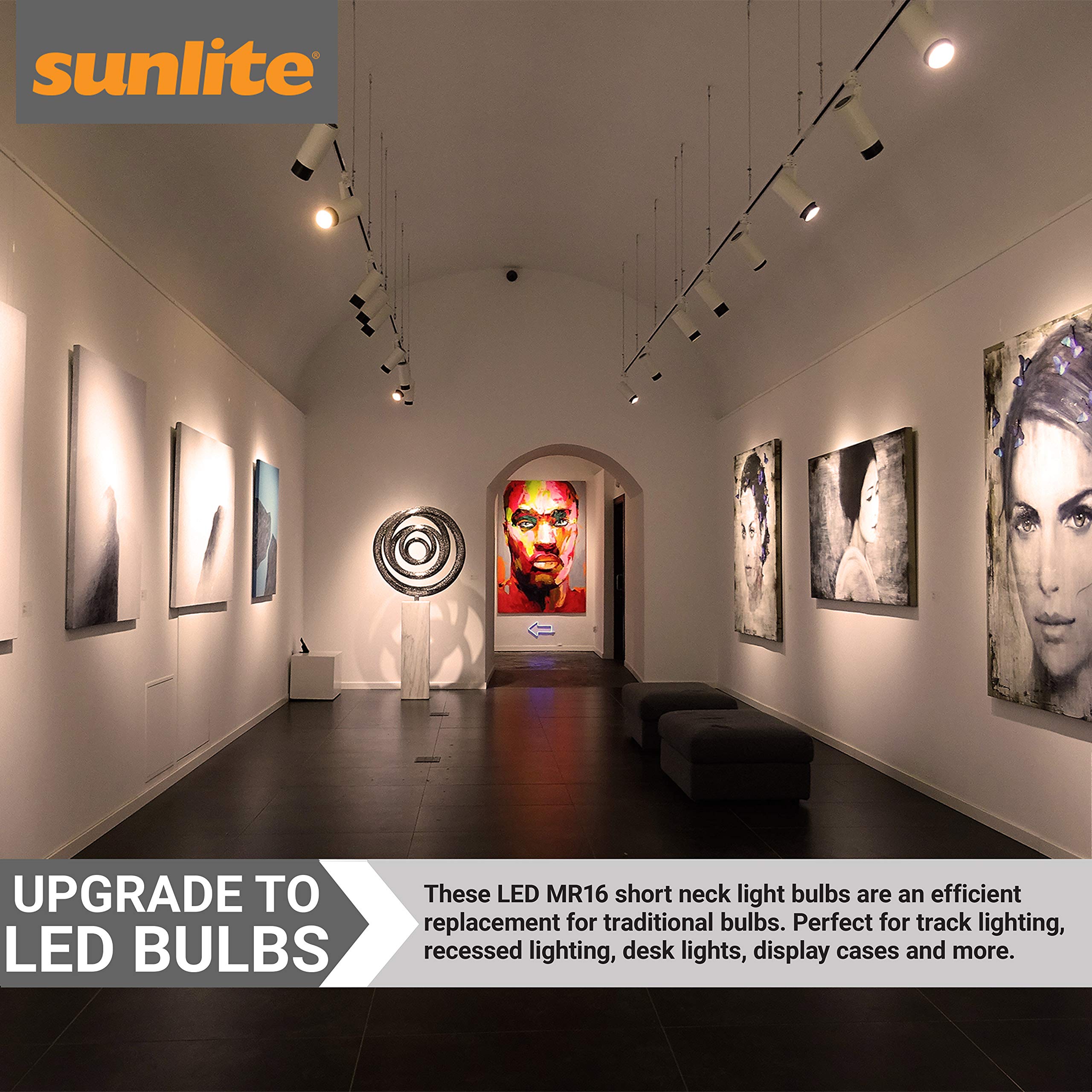 Sunlite LED PAR16 Short Neck Spotlight Bulb, 7W (60W Halogen Replacement), 550 Lumens, Dimmable, 3000K Warm White, 6 Count