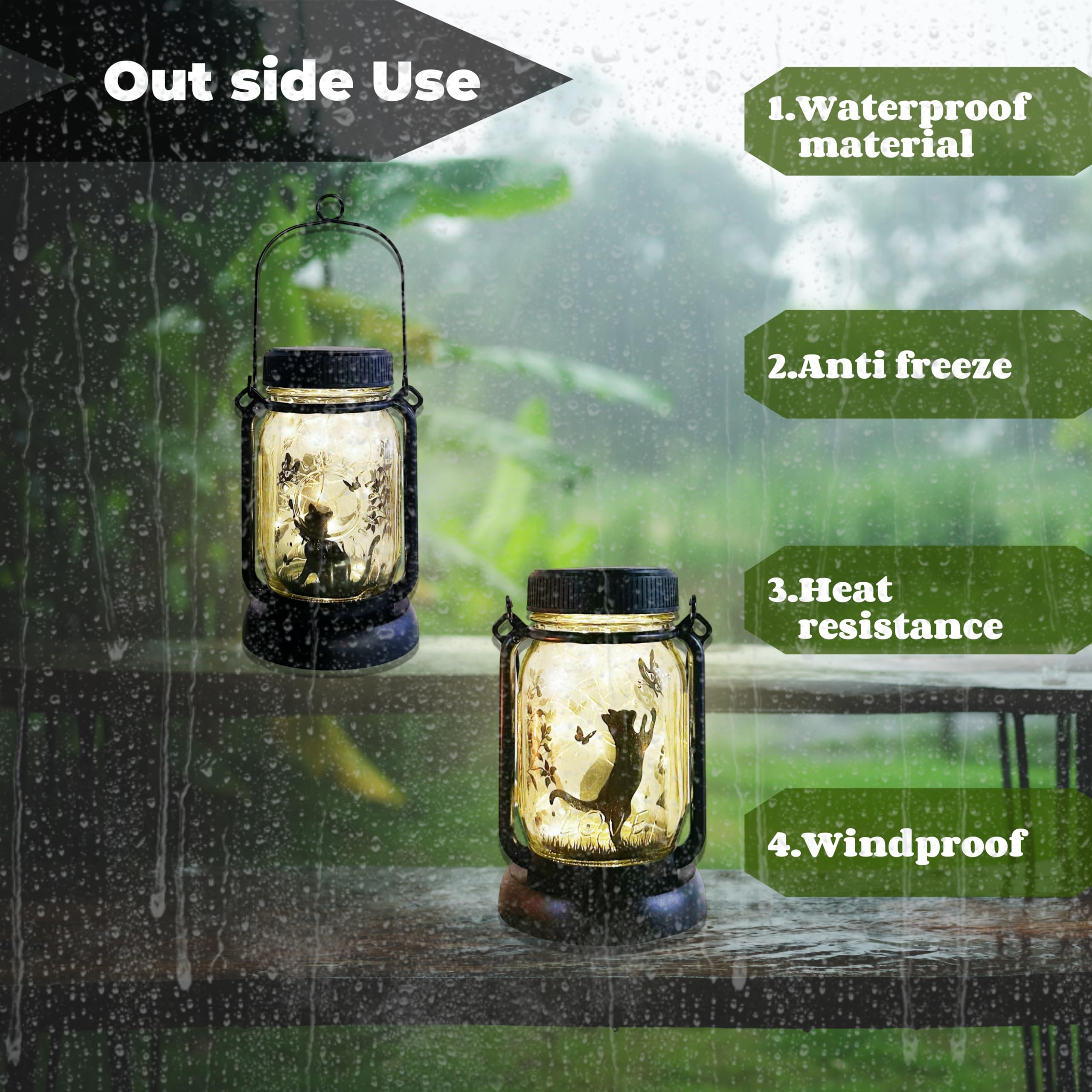 2Pcs Cat Solar Garden Lights, Garden Decor, Yard Decor, Cat Lamp, Gift For Cat Loves, Gifts For Girls, Patio Outdoor Porch Water