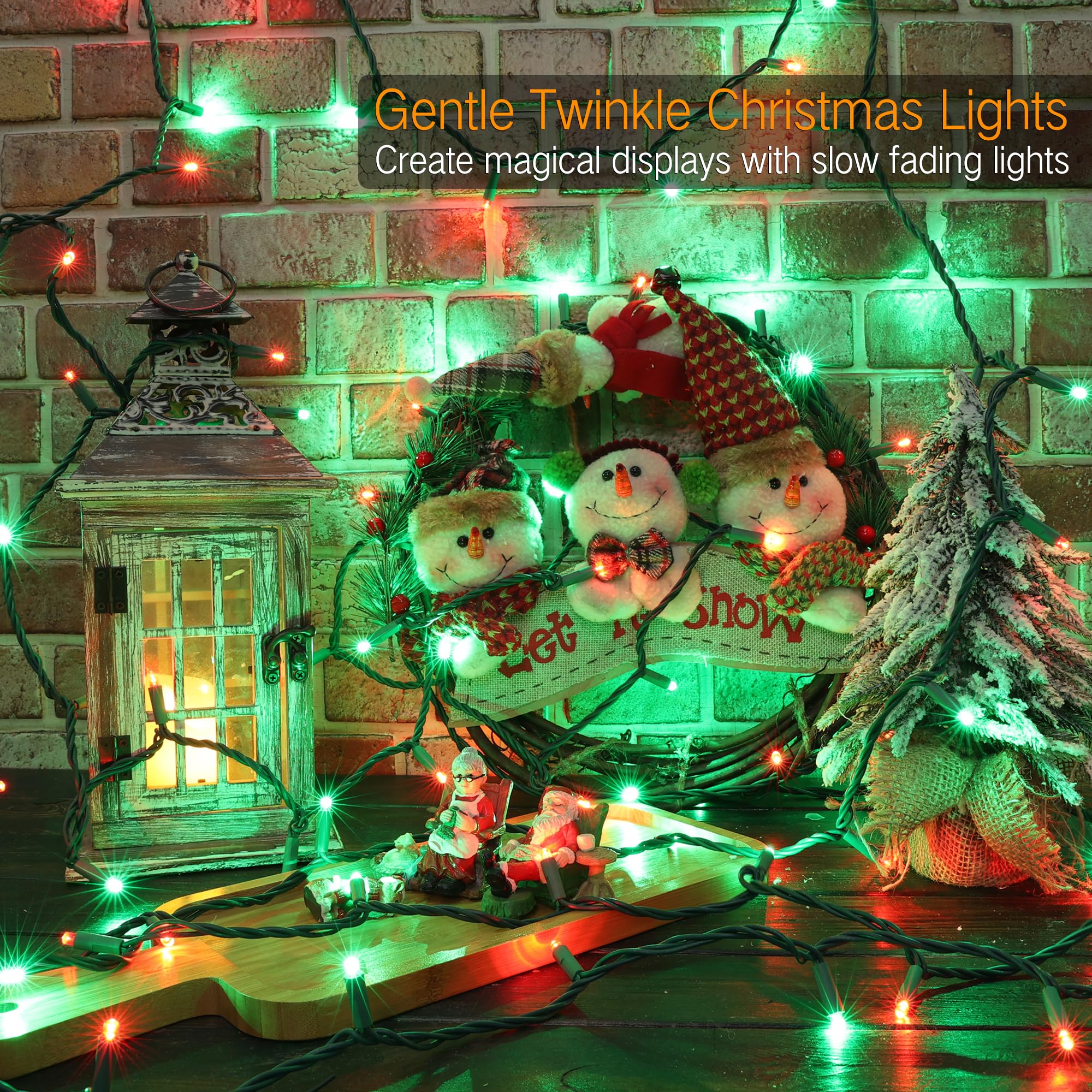 Brizled Red & Green Christmas Tree Lights, 33Ft 100 Led 5Mm Wide Angle Gentle Twinkle Christmas String Lights, 120V Ul Certified Connectable Xmas Tree Lights Mini Xmas Lights For Xmas Tree Party Home