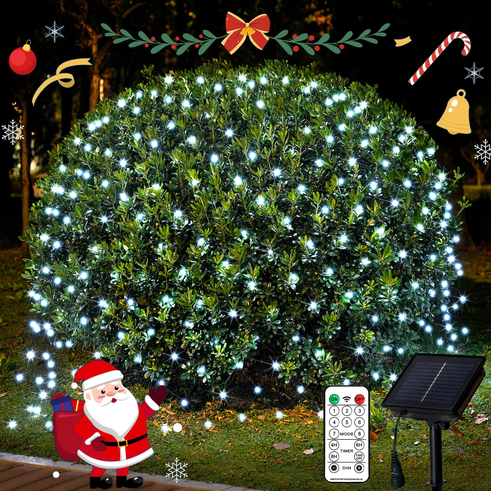 Jmexsuss Solar Net Lights, 320 Led Cool White, 9.8Ft X 6.6Ft, Waterproof With Remote, 8 Modes For Outdoor Christmas Decor
