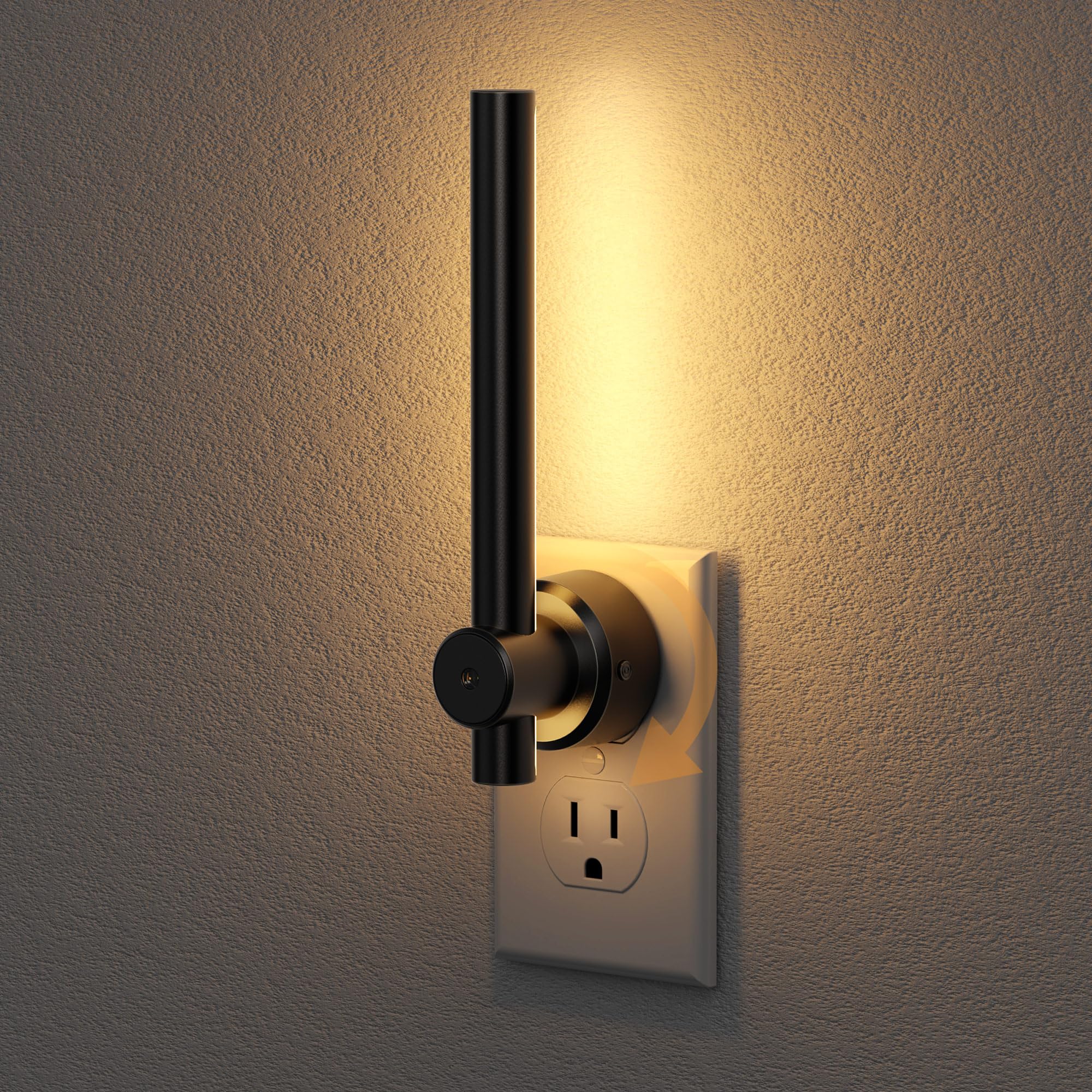 JandCase Night Light, Night Lights Plug into Wall with Dusk to Dawn Sensor, 330 Rotatable Plug, 0-100LM Dimmable Light Bar for V