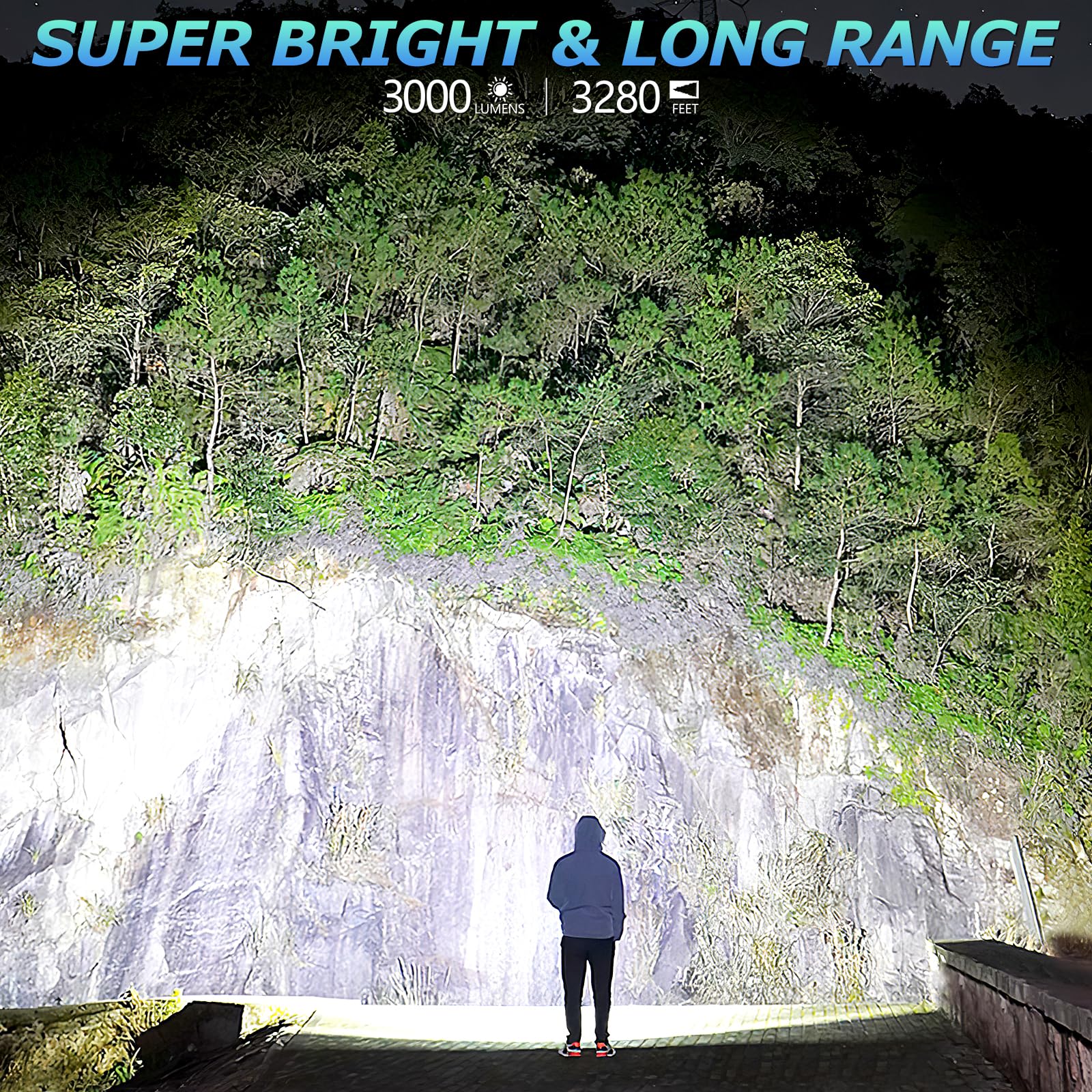 Rechargeable LED Flashlights High Lumen,90,000 Lumens Super Bright Flashlight,Powerful Flash Light 7 Modes with COB Work Light W