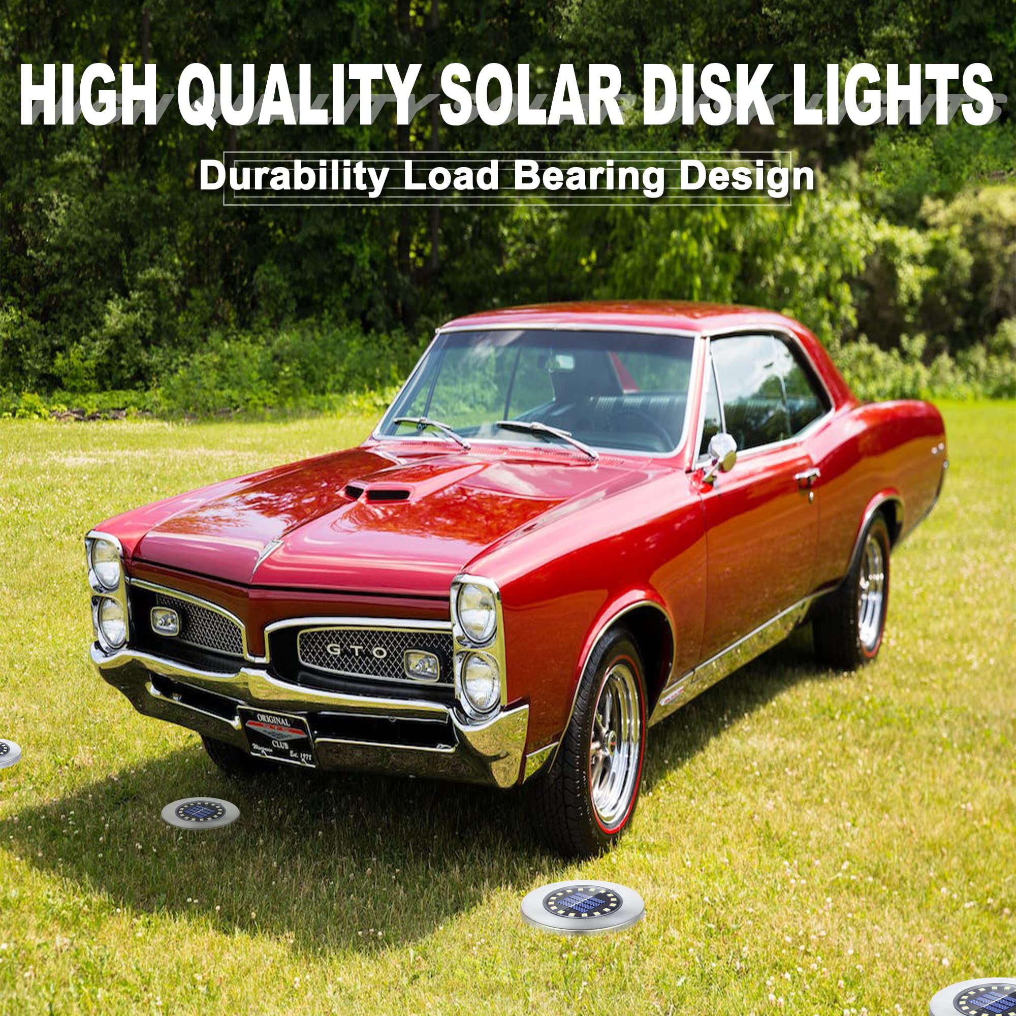 Solar Ground Lights-Waterproof Solar Lights Outdoor Garden- Solar Disk Lights-Upgraded 16Led Bright In-Ground Lights-Landscape L