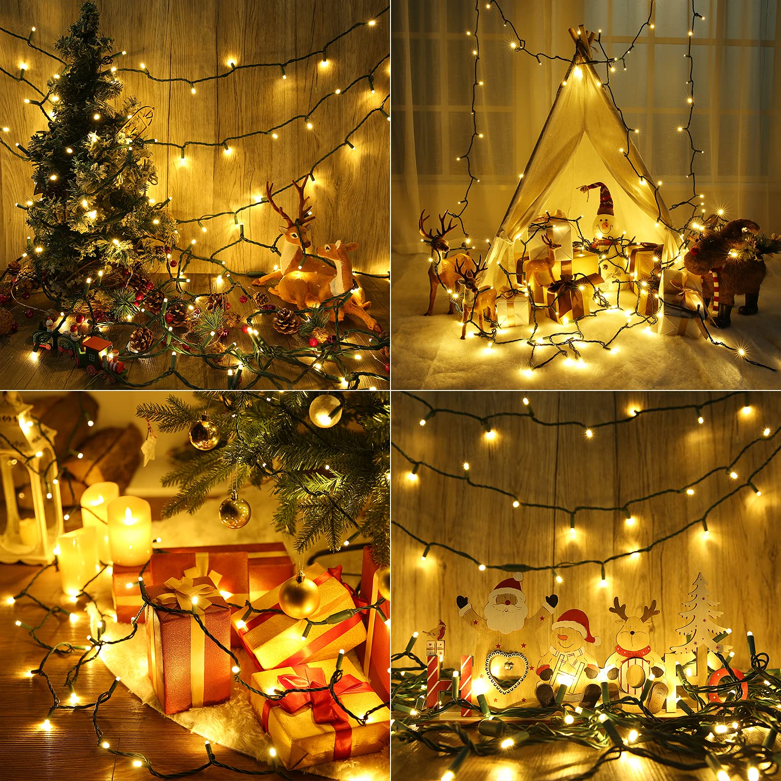 Odeetronic Warm White Christmas Lights, 33Ft 100Led Twinkle Christmas Lights, 5Mm Wide Angle Christmas Tree Lights Connectable,