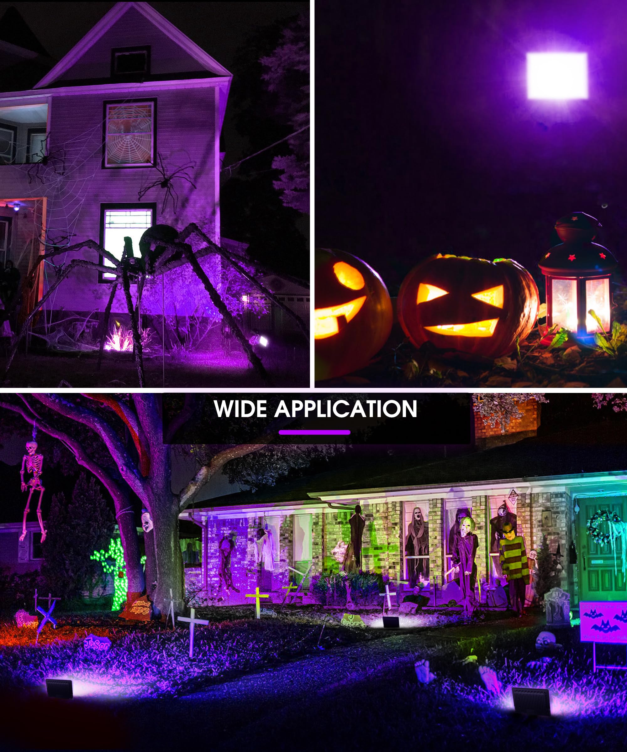 L LOHAS LED Purple Halloween Flood Light Outdoor, ???????? ????/?????? 50W Plug in Flood Light, IP66 Waterproof Halloween Decora