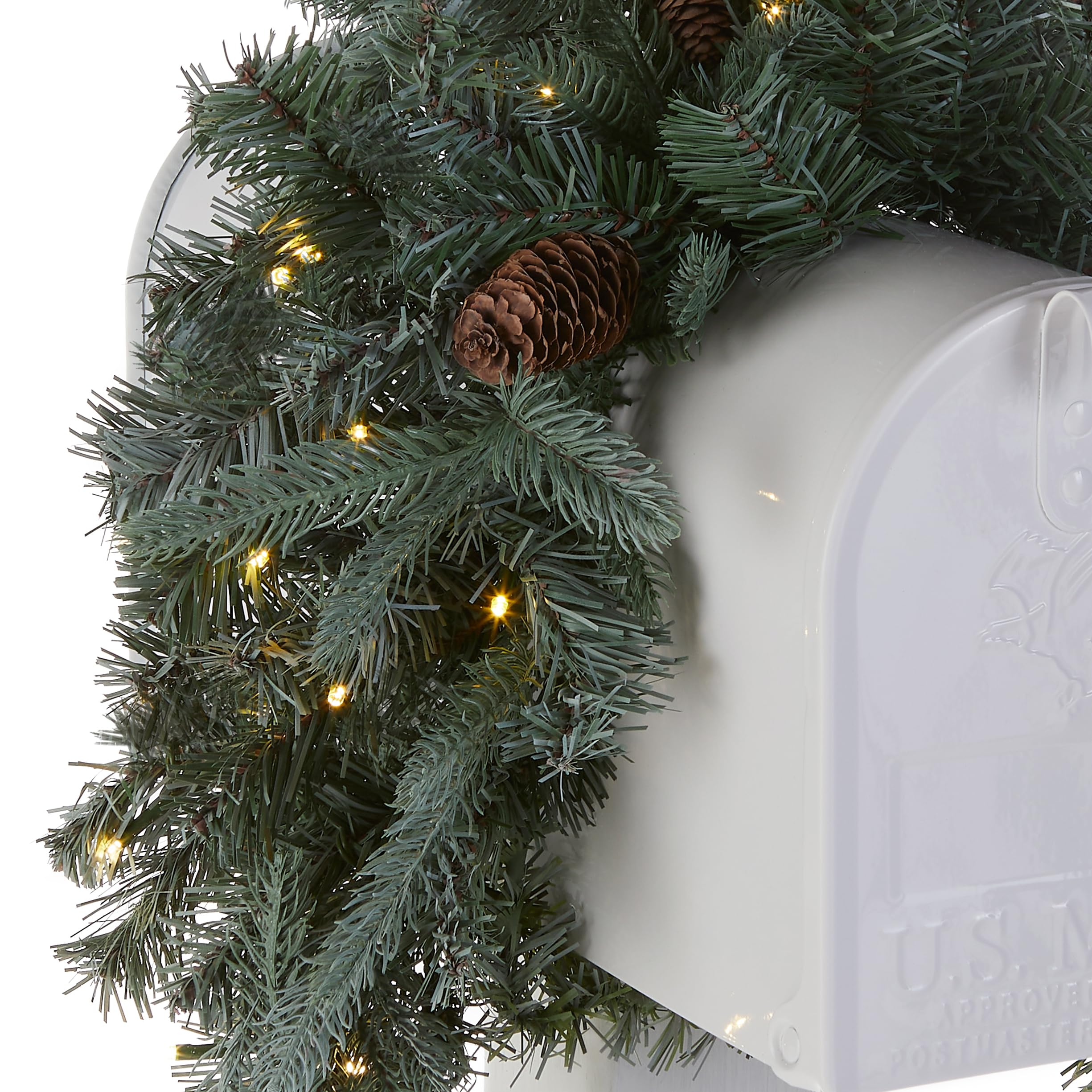 National Tree Company Pre-Lit Artificial Christmas Mailbox Swag With Battery-Operated Led Lights - 36&quot;
