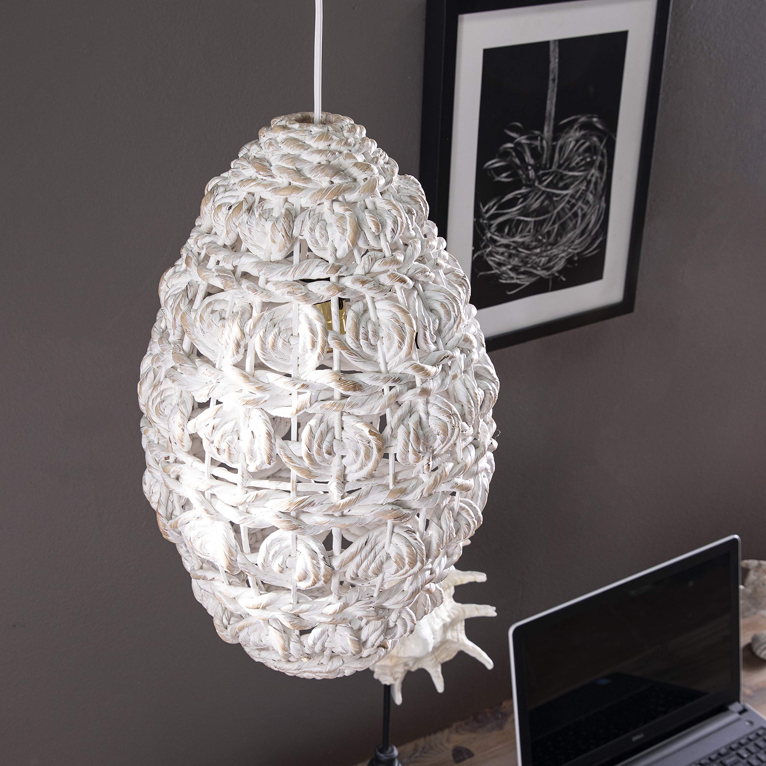 Sei Furniture Rosemill Whitewash Pendant Shade - Stylish Iron Light Fixture