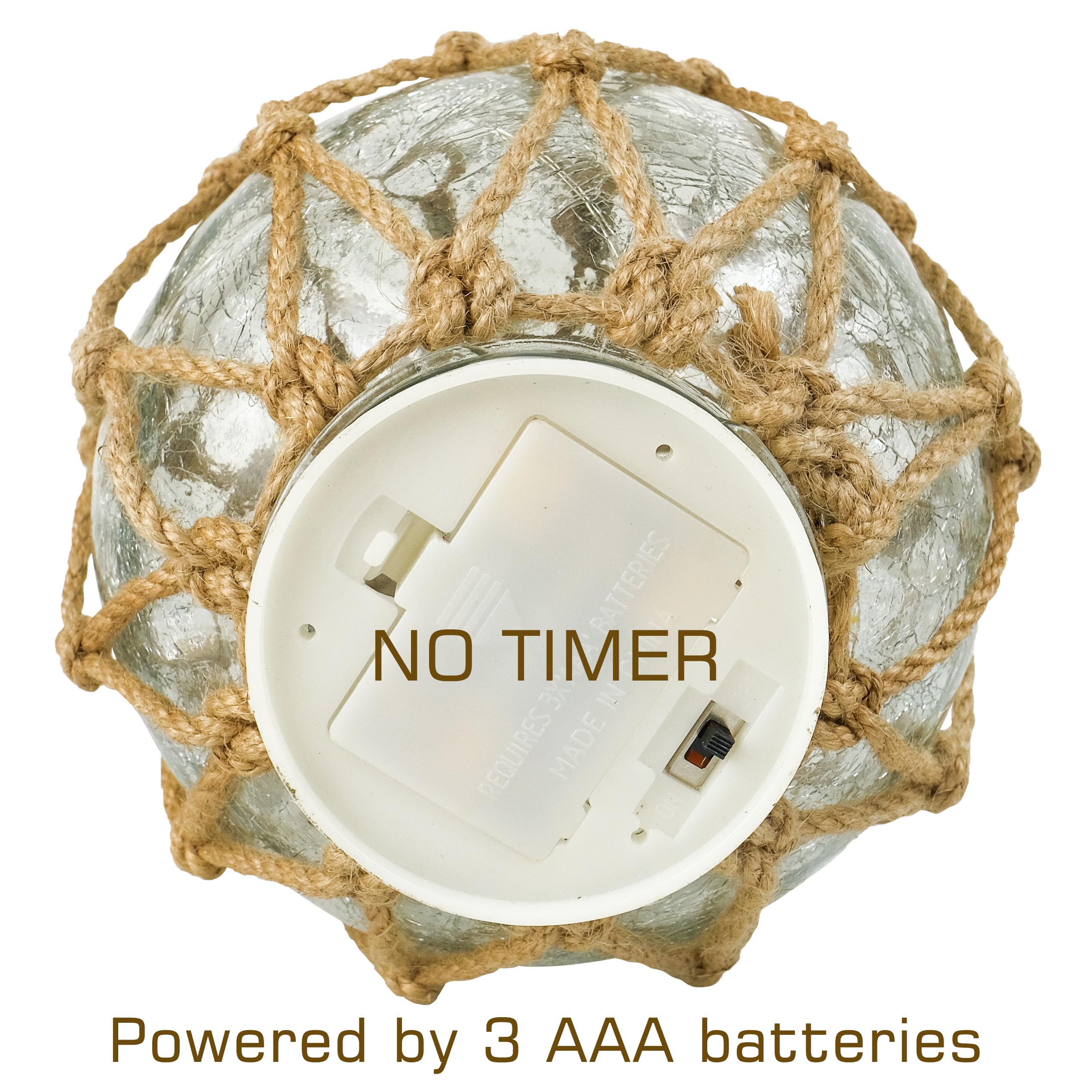 Sailingstory Glass Fishing Float Nautical Lamp Coastal Beach Decor 6&quot; Cracked Glass Ball Night Light