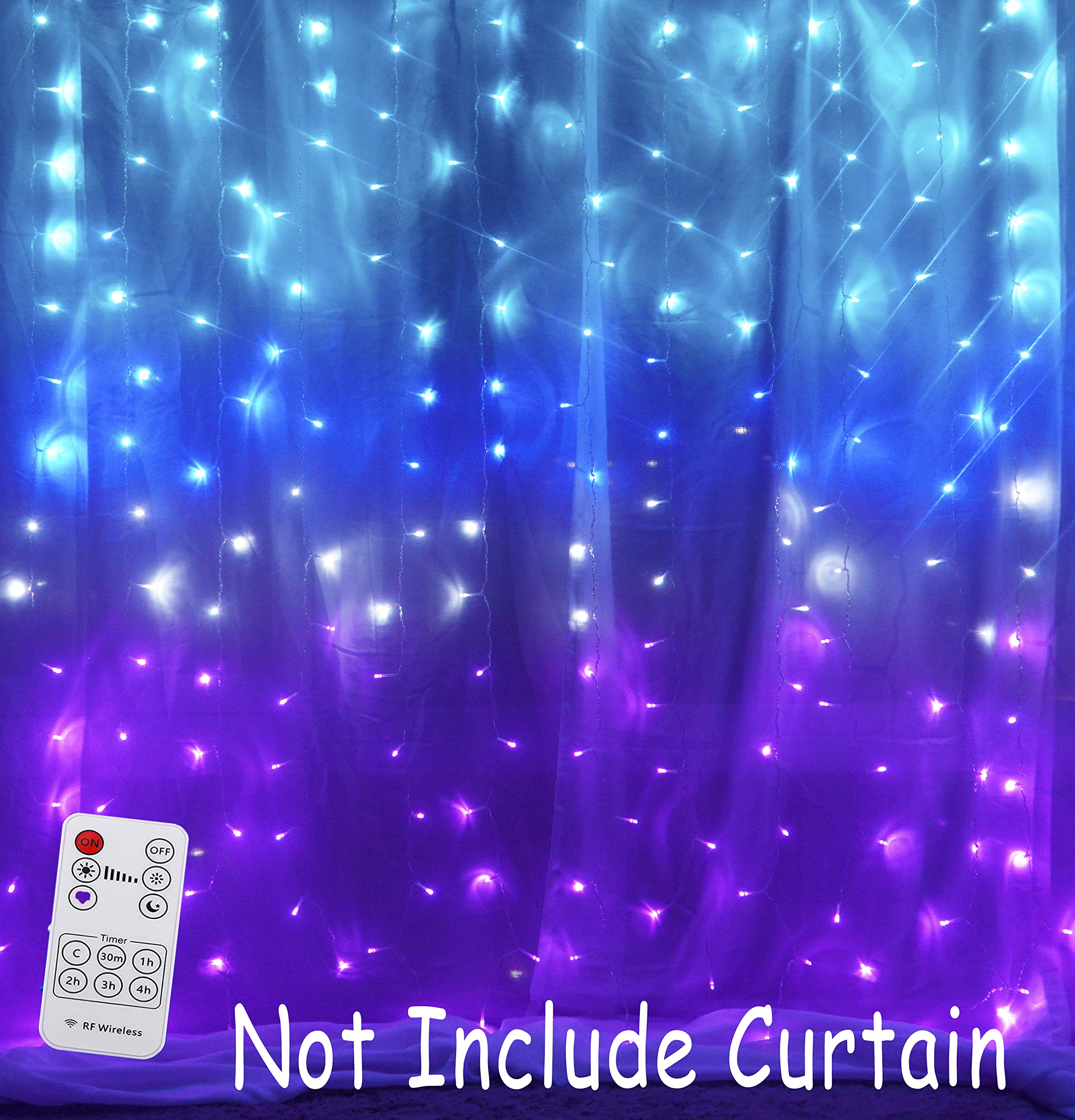 Curtain Lights Teal Blue Purple Ombre Fairy Lights With Remote, Led String Lights For Girls Room Mermaid Unicorn Twinkle Wall Hanging Fairy Lights Frozen Turquoise Lavender Lilac Purple