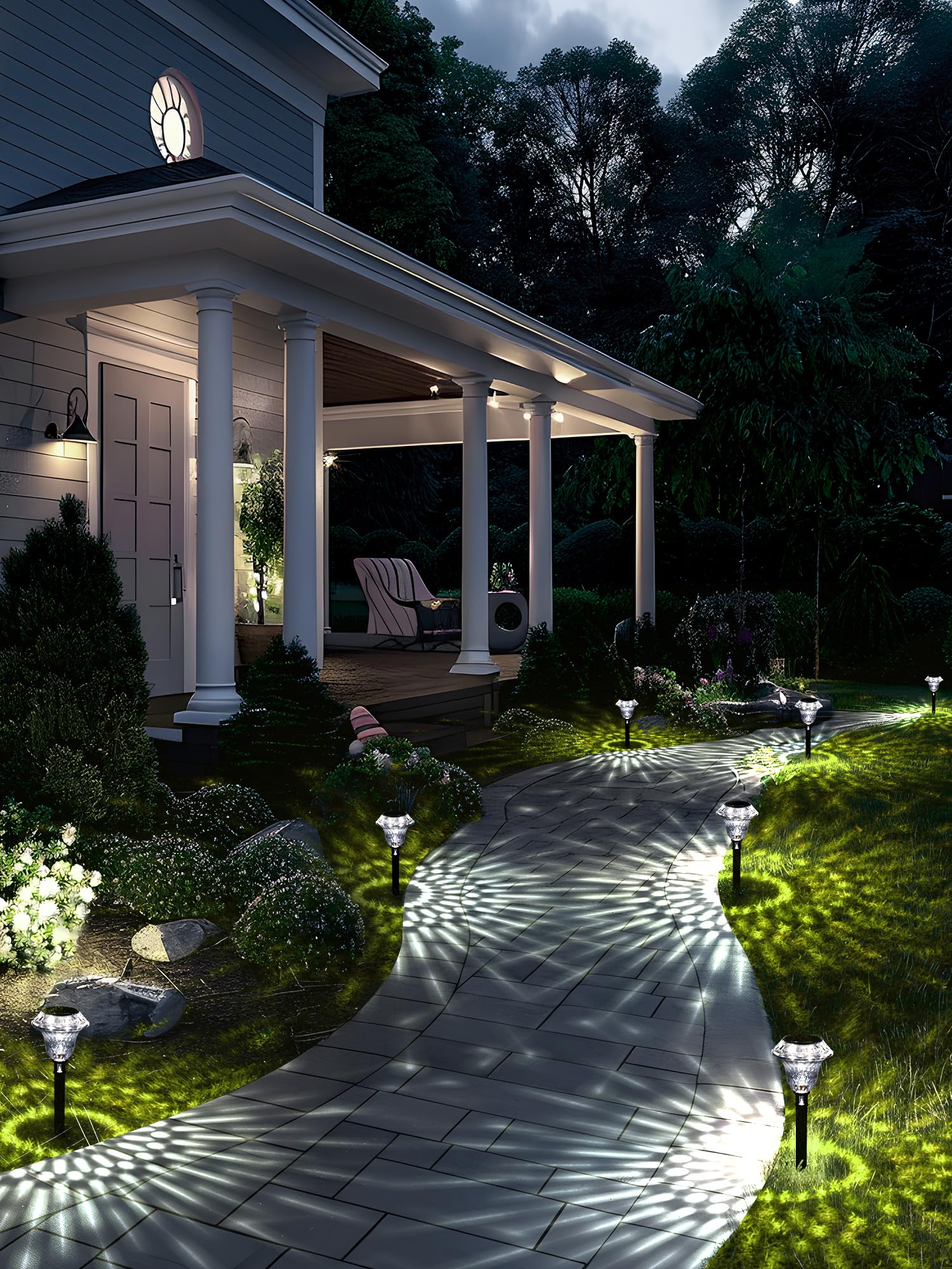 SOLPEX Solar Pathway Lights, 6 Pack Cold White, Waterproof Plastic Landscape Lighting, Model 9106 for Yard and Driveway Decor