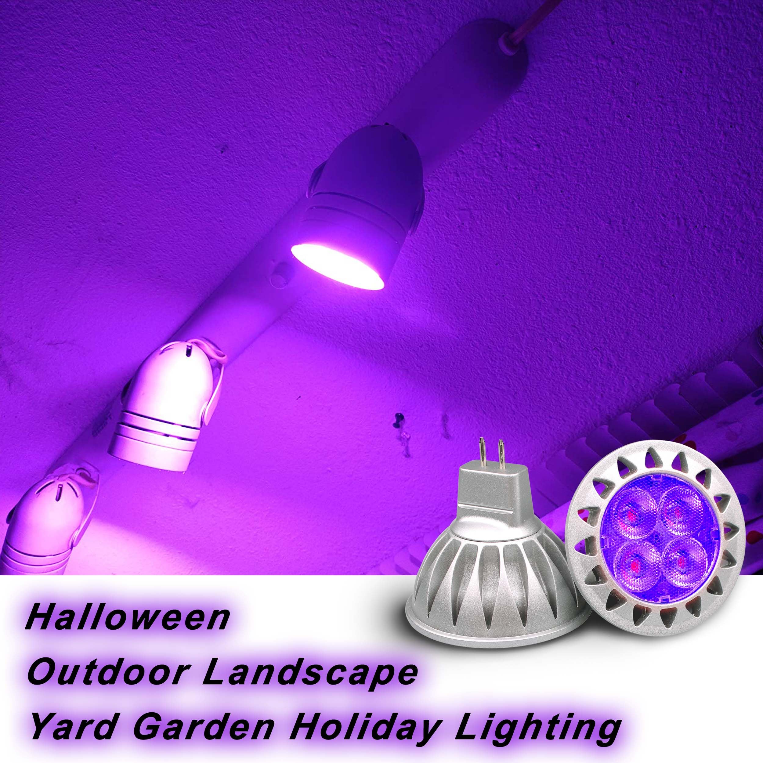 ALIDE MR16 5W LED Bulbs, Purple, 12V Low Voltage, 6 Pack, Halogen Equivalent, Perfect for Halloween & Outdoor Lighting