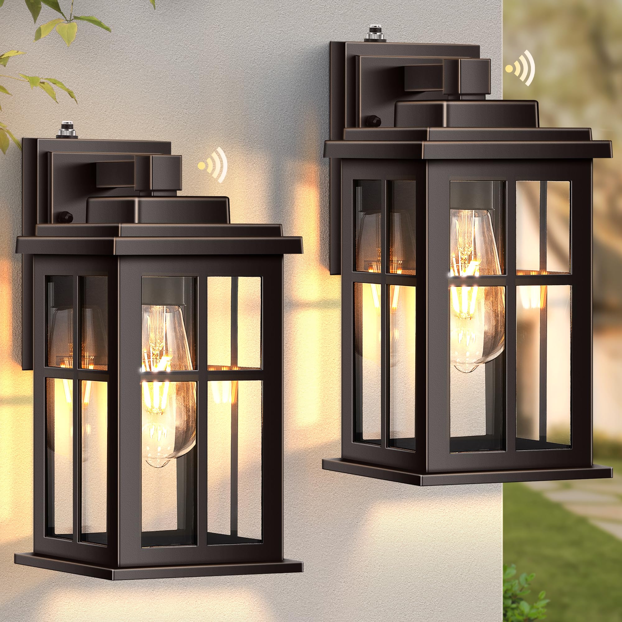 Opaxis Anti-Rust Dusk To Dawn Outside Lights  2-Pack Oil Rubbed Bronze Exterior Lighting Fixtures  Easy-To-Install Waterproof Modern Outdoor Wall Light For Porch  Garage  Front Door
