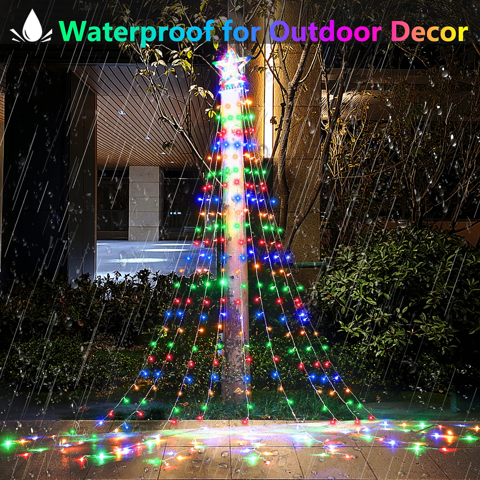 Decute Outdoor String Lights, 320 LED, 8 Modes, Waterproof, Remote Control, Multicolor, Model GP-SW290DC0209-IP44(US) A