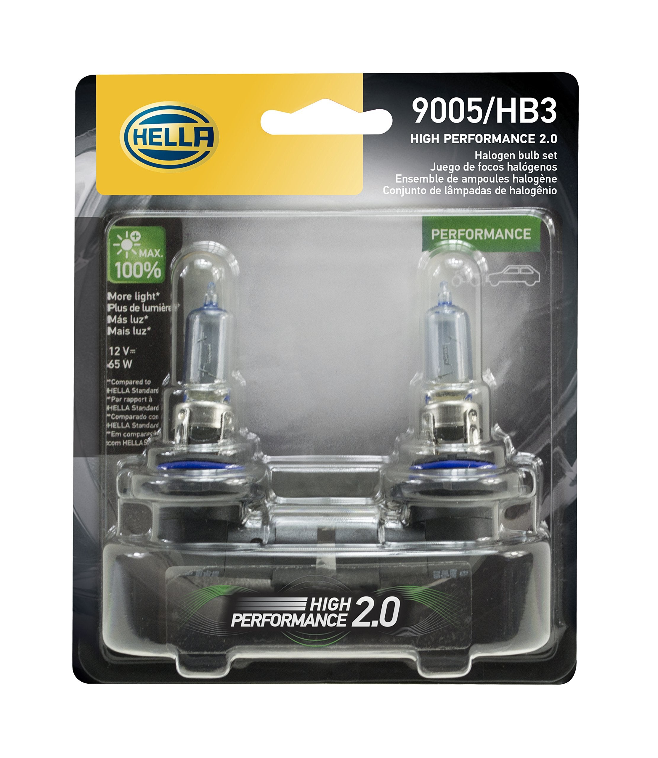 Hella 9005 2.0TB High Performance Bulb Kit, 12V, 65W, 2 Pack, HP2.0 - Ideal for Bright Lighting
