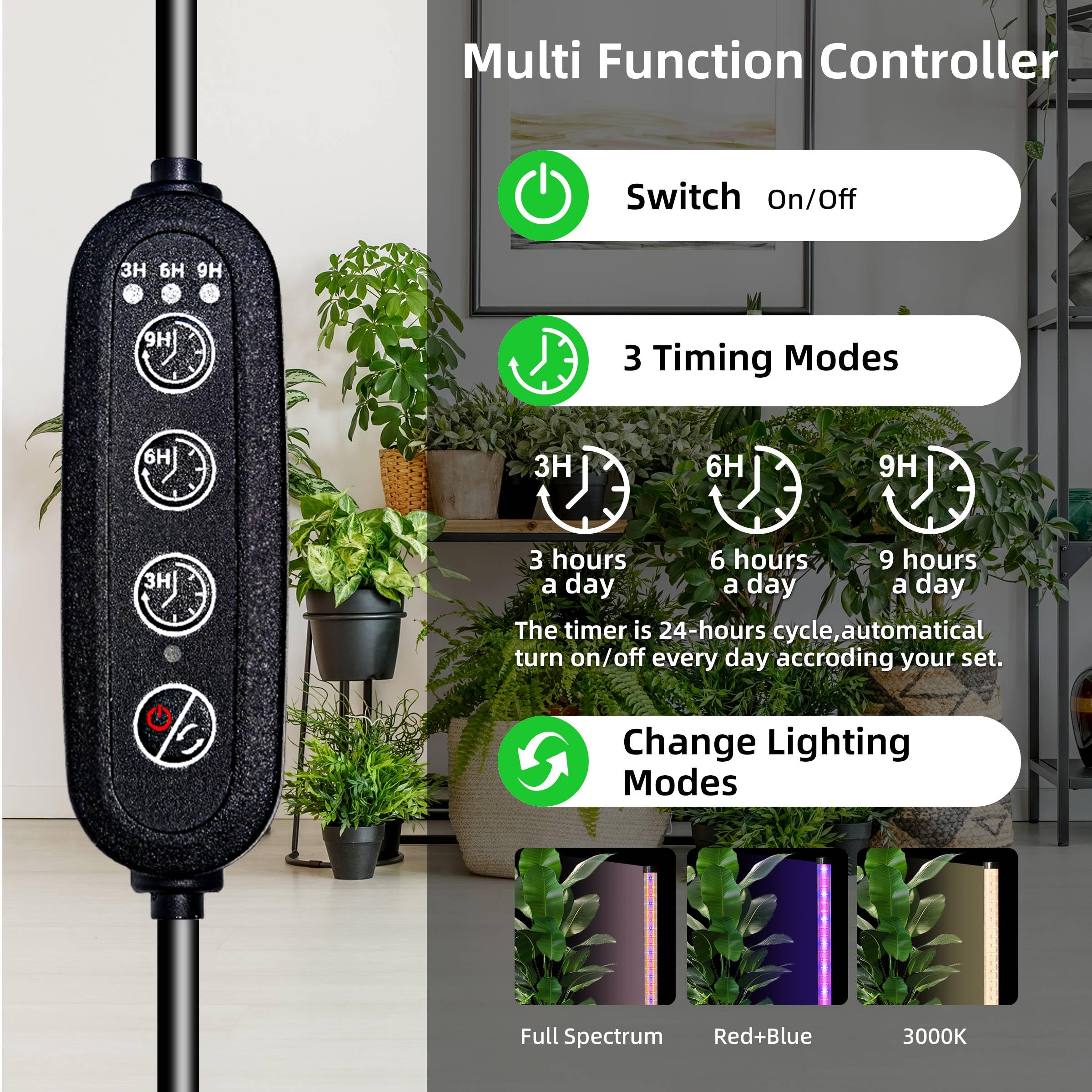 Standing Grow Light For Indoor Plants With Timer 42W Vertical Grow Lights For Indoor Plants Full Spectrum 4Ft T8 243Led Plant Lights For Indoor Growing With 3 Lighting Modes For Tall Plants(1 Pack)