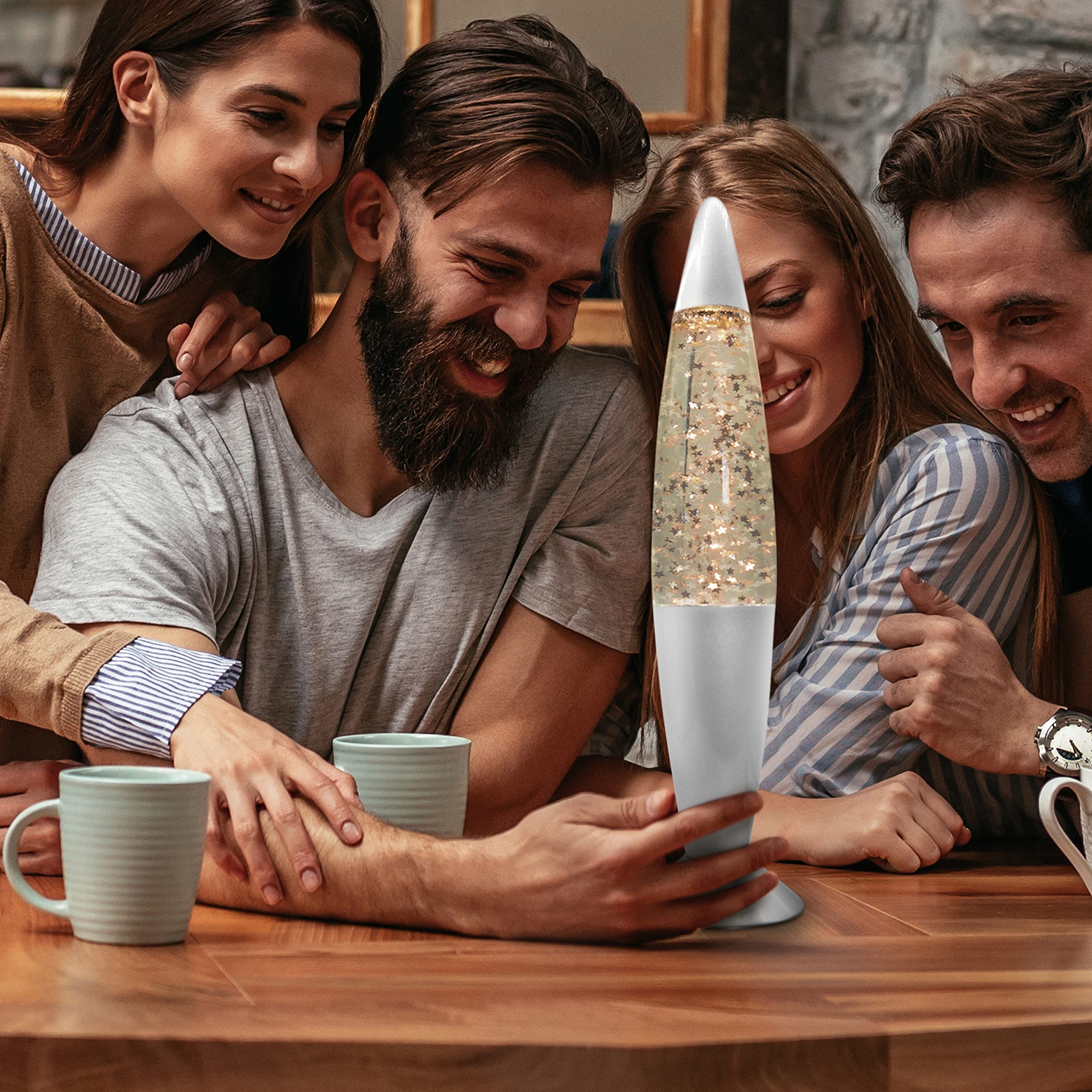 Jambo Glitter Lamp - 16-Inch Silver Star, Aluminum, Model 55000, Liquid Motion, Perfect for Holiday Gifts