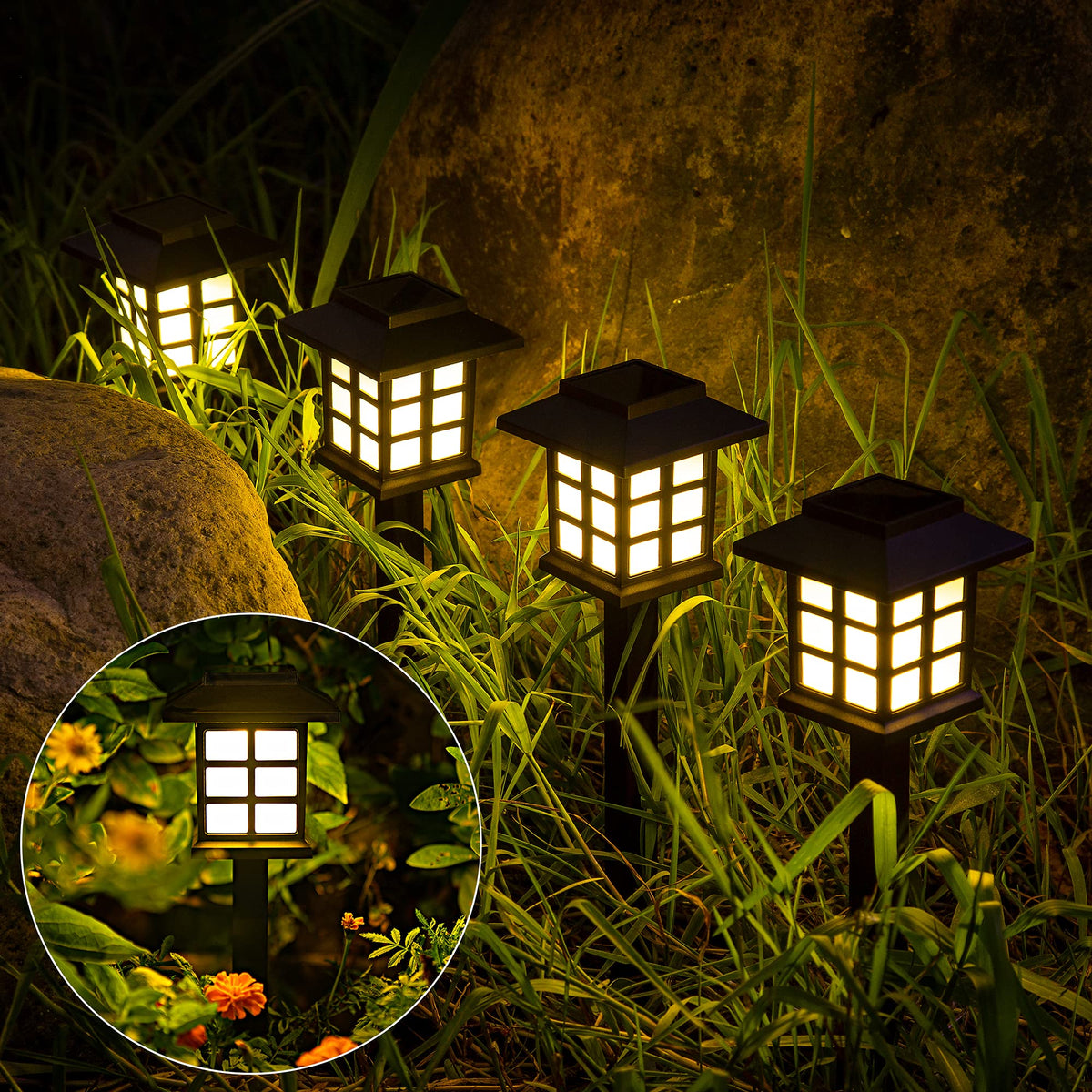 Gigalumi Solar Outdoor Lights,8 Pack Led Solar Lights Outdoor Waterproof, Solar Walkway Lights Maintain 10 Hours Of Lighting For