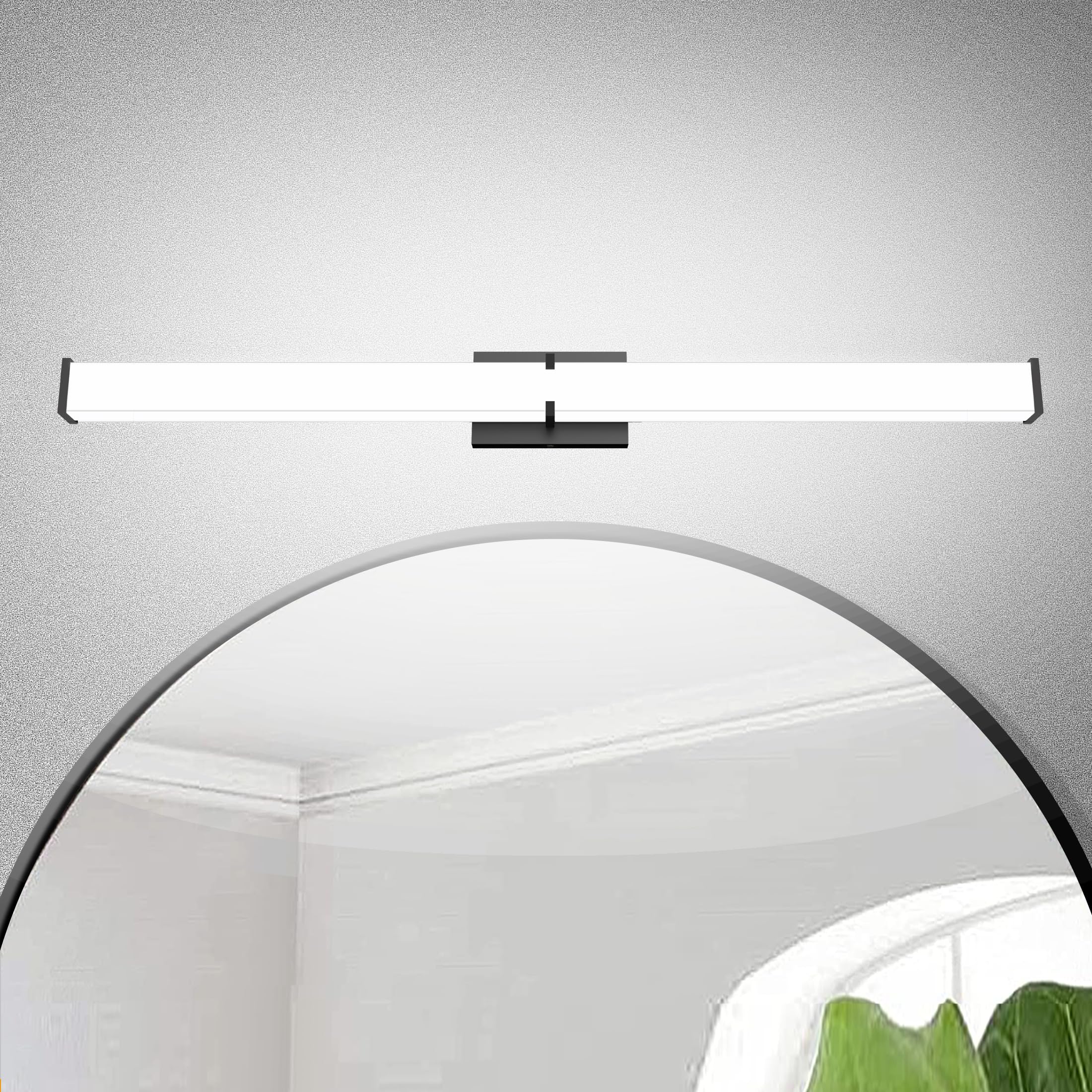 Bathroom Light Fixtures: 39.96 Inch Etl Certified Bathroom Vanity Light 5000K Cool White 40W 3600Lm - Modern Black Led Vanity Light Elegant Clear Shade  Bathroom Lighting Fixtures Over Mirror Dimmable