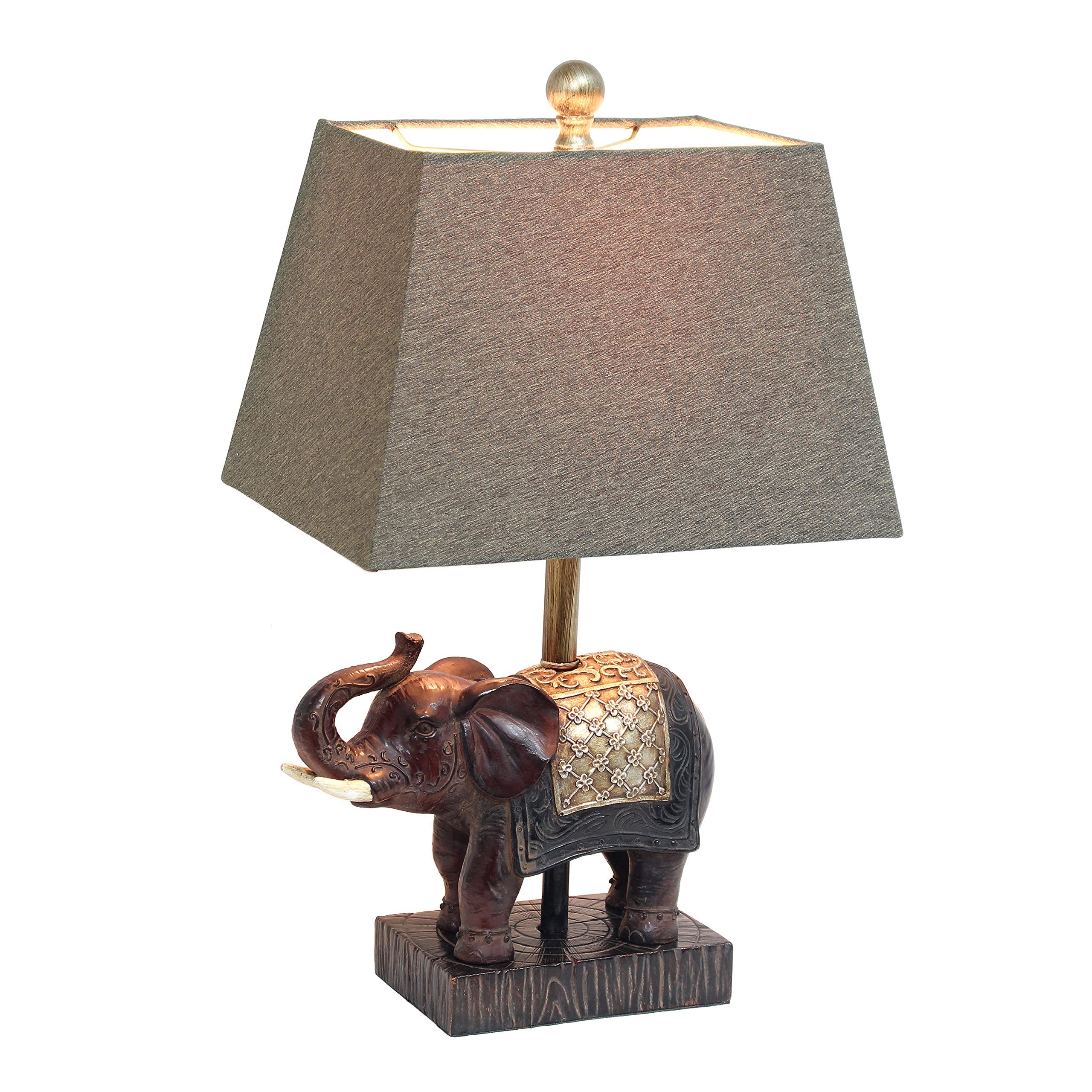 Elegant Designs Lt3305-Bwn Festive Elephant Table Lamp, Brown