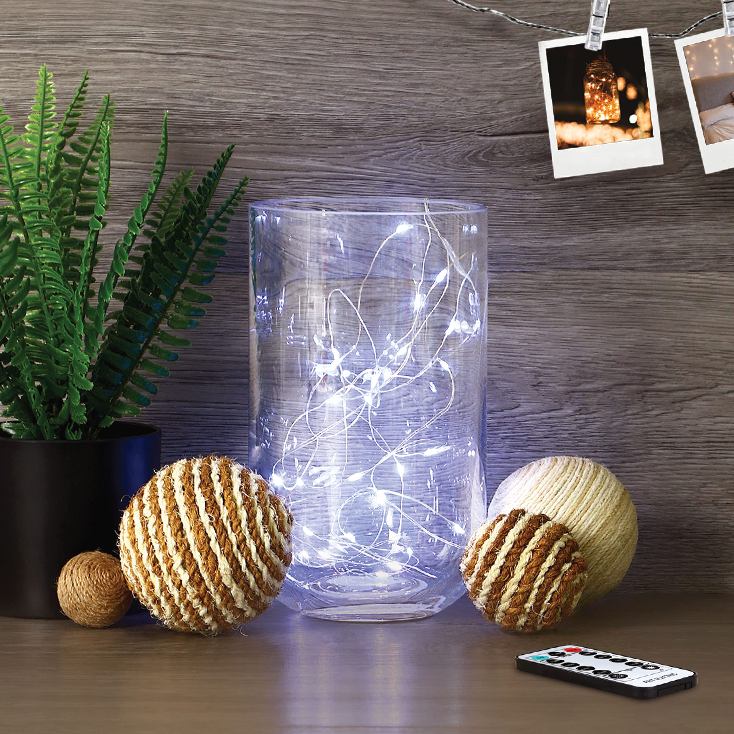 Feit Electric Fairy Light LED 10 Foot Silver Strand, Powered by Batteries or USB, 10ft Ultra Thin Silver-Wire Creates a Magical 