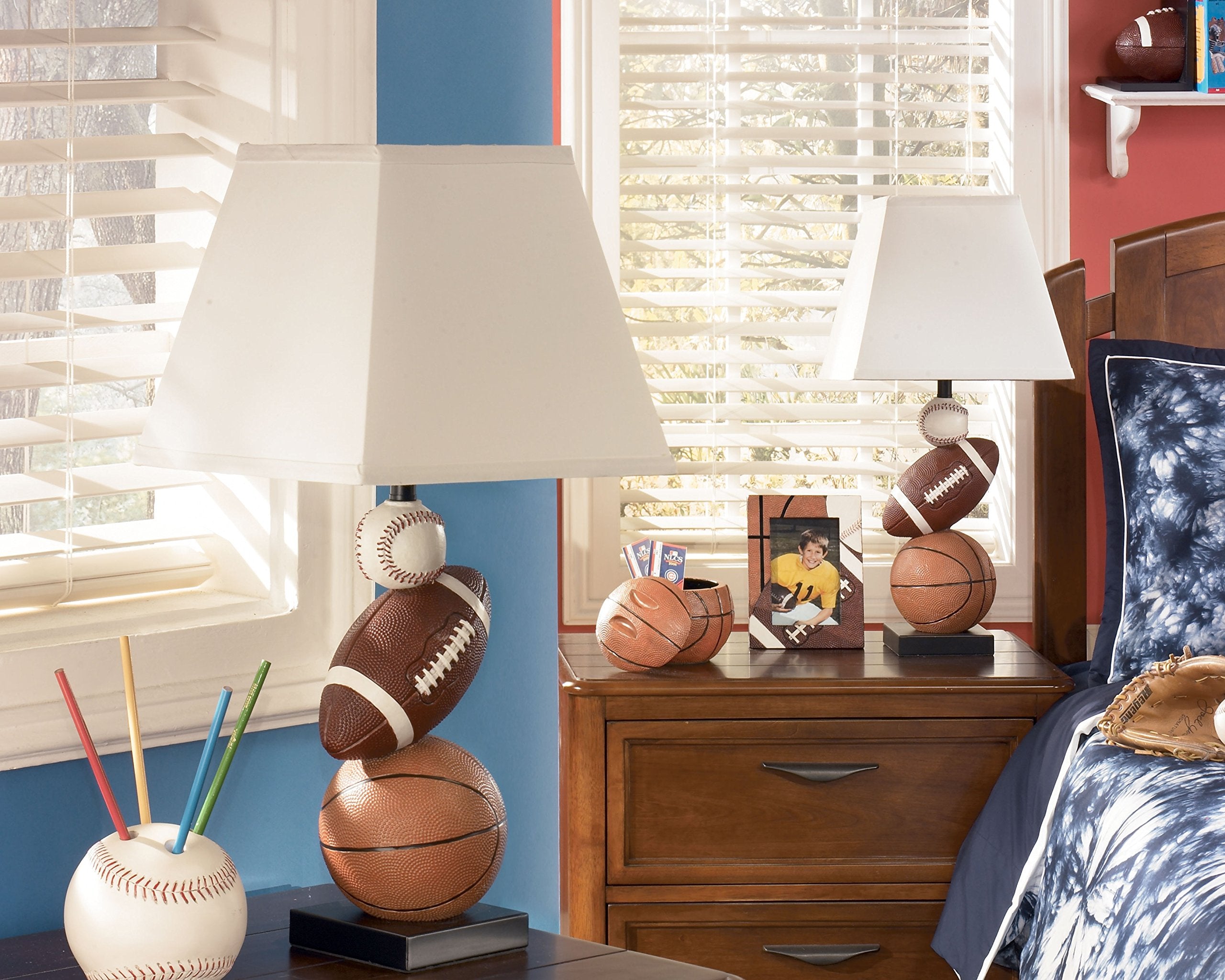 Signature Design by Ashley Nyx Youth Table Lamp, 24", Wood, Brown & Orange, L815714