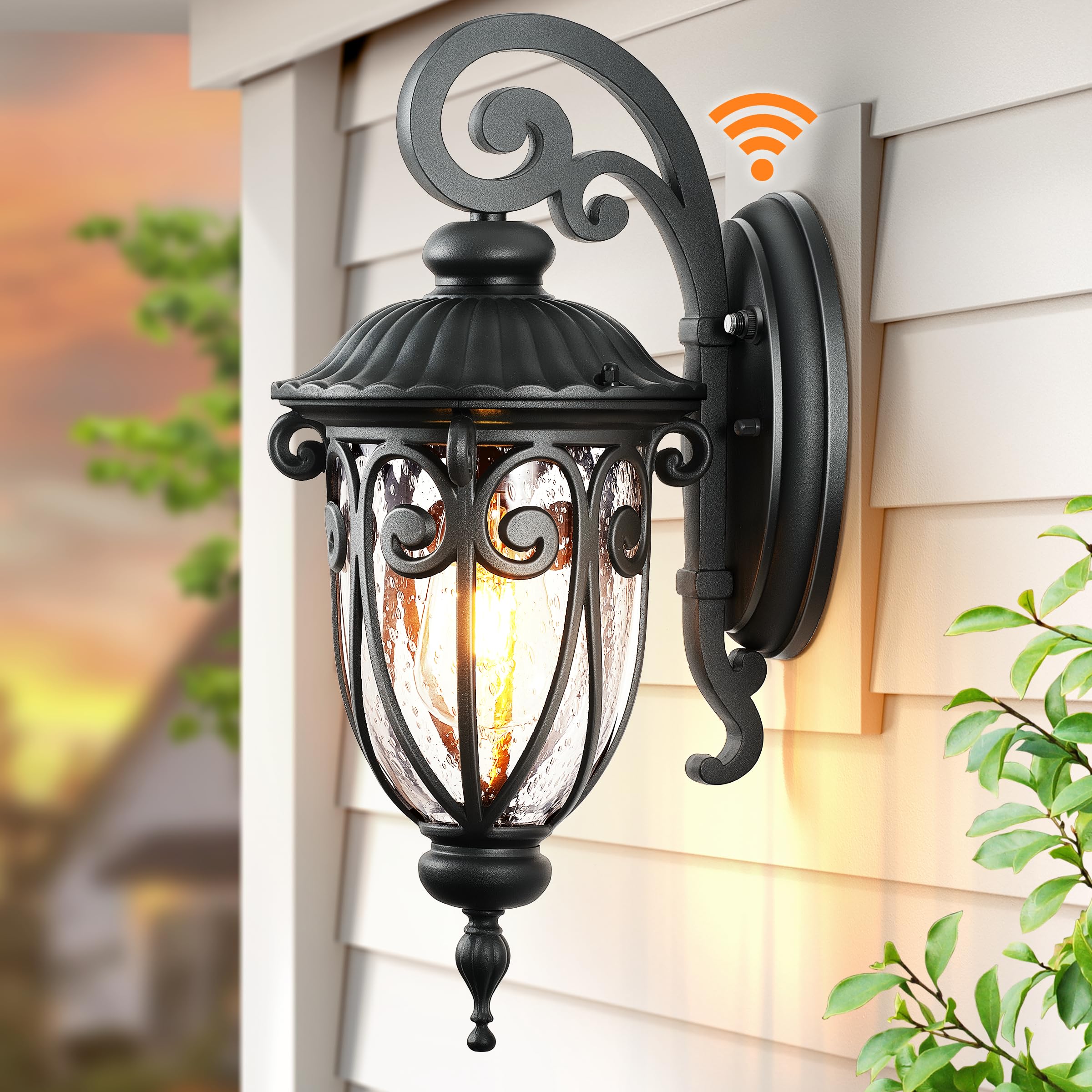 Vianis Outdoor Lights For House Dusk To Dawn  Black Porch Lights Waterproof Outdoor Light Fixture With Seed Glass  Exterior Lighting Fixtures For House  Doorway  Porch Garage
