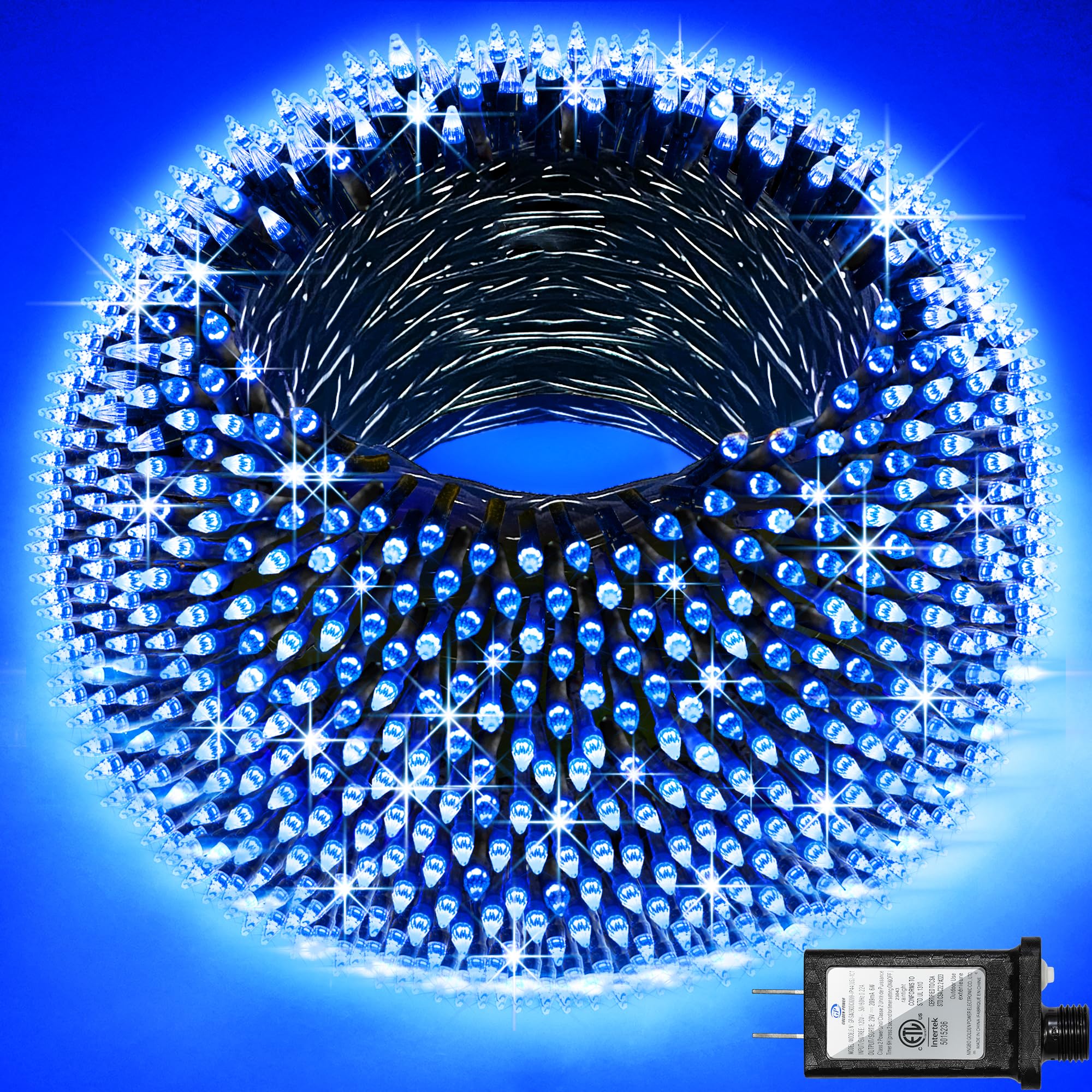 QUHUATU 750 LED Christmas String Lights, 246ft Green Wire, Blue Twinkle Lights with Timer for Indoor/Outdoor Use