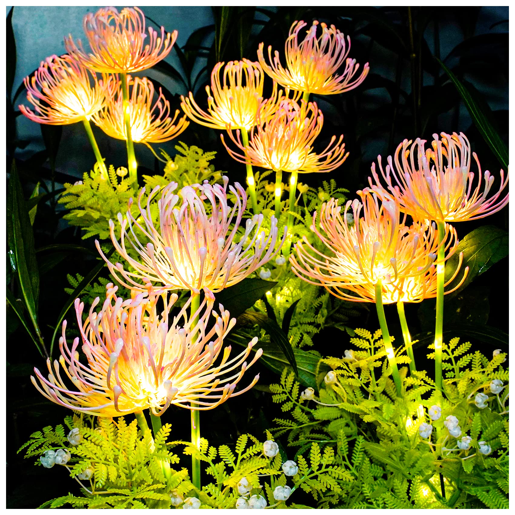 DooYard Solar Garden Lights, Solar Flowers Lights with Glowing Flowers & Stems, Upgraded Solar Panel, Outdoor Lights for Garden 