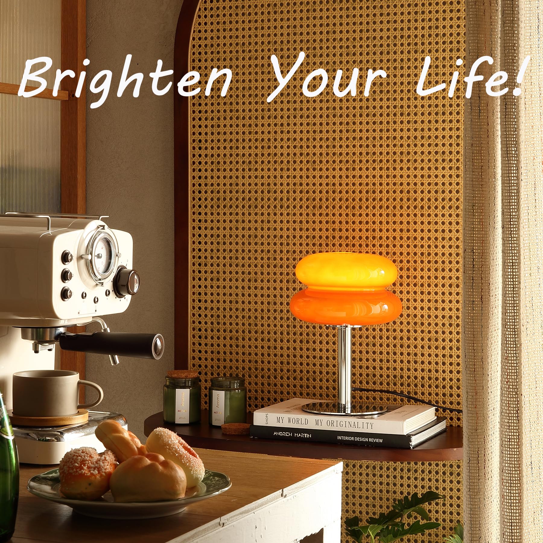 Glivpny Mushroom Lamp For Bedroom,Mid Century Modern Lamp For Nightstand, Dimmable Retro Egg Tart Bedside Lamps,Home Decor Ambie
