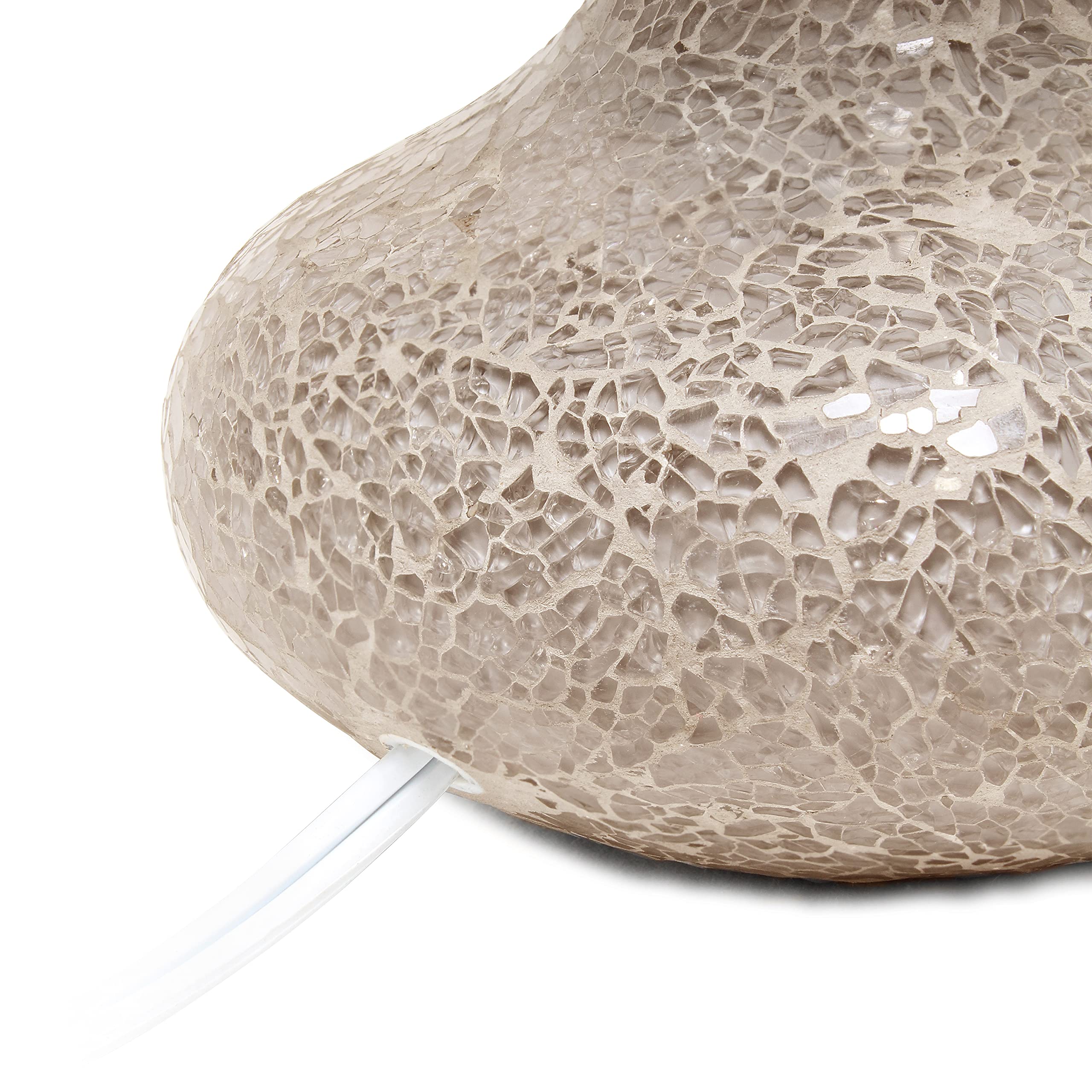 Simple Designs Lt3039-Cha 14.17” Contemporary Mosaic Tiled Glass Genie Standard Table Lamp With Matching Fabric Shade For Home Décor, Bedroom, Living Room, Foyer, Office, Champagne