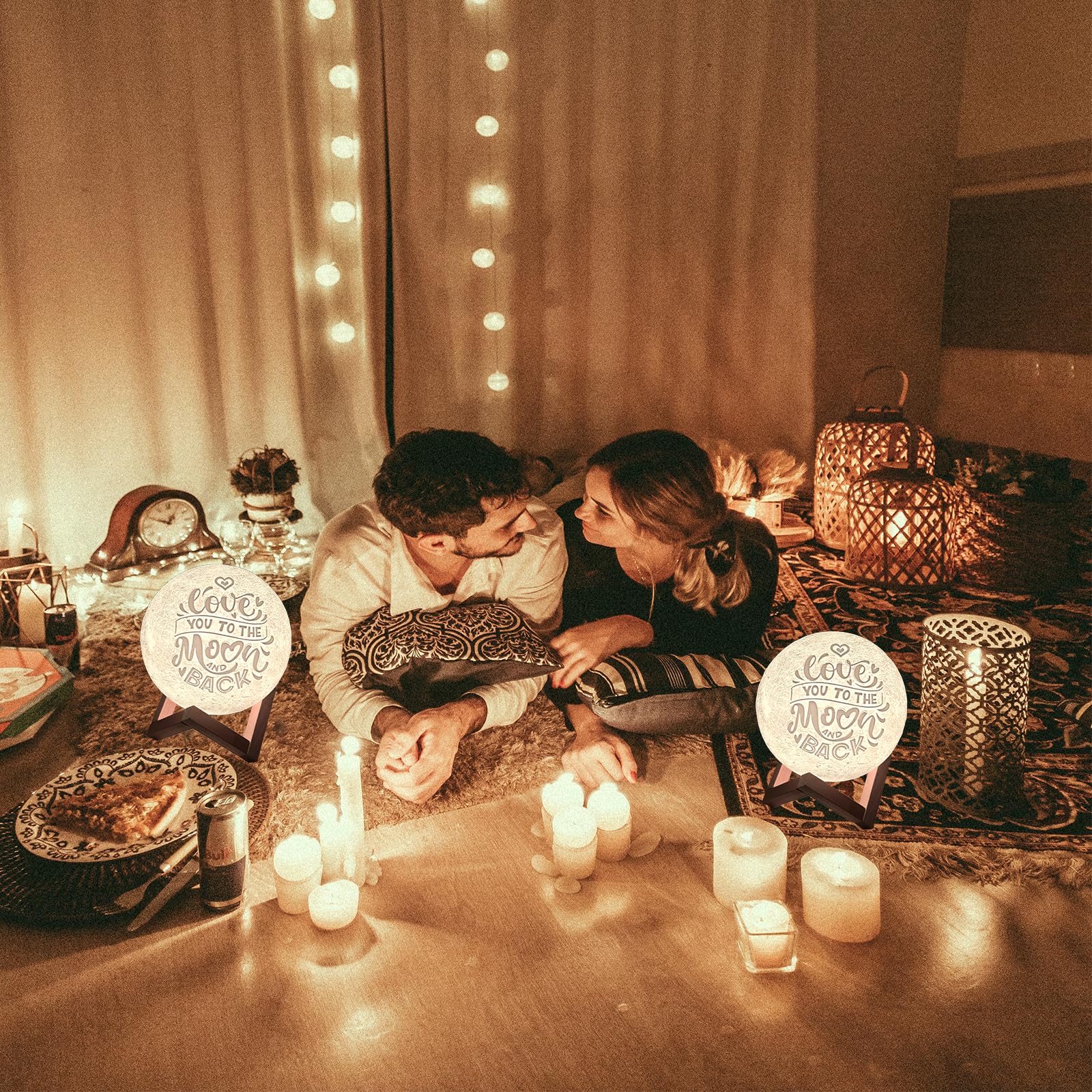 Mydethun Engraved Moon Lamp For Lover'S Gift, 16 Colors Ideal Gift For Women, Wife, Birthday, White Elephant Gift, And Home Decor Piece, With Remote Control And Wooden Base, 5.9 Inch