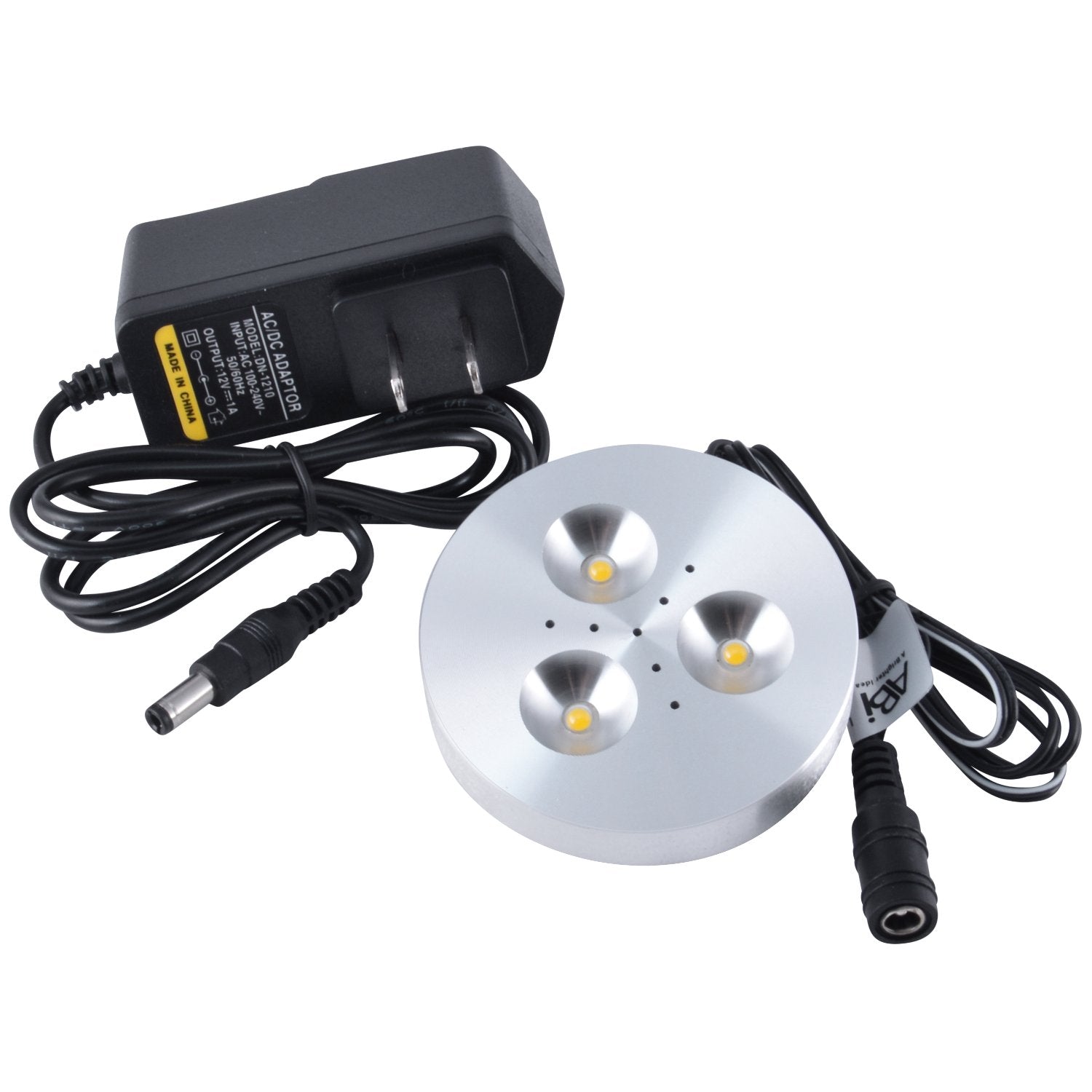 ABI 3W LED Puck Light Kit, Soft White 3000K, 240lm, Stainless Steel, 1-Puck Kit, Model PUCKKIT-K