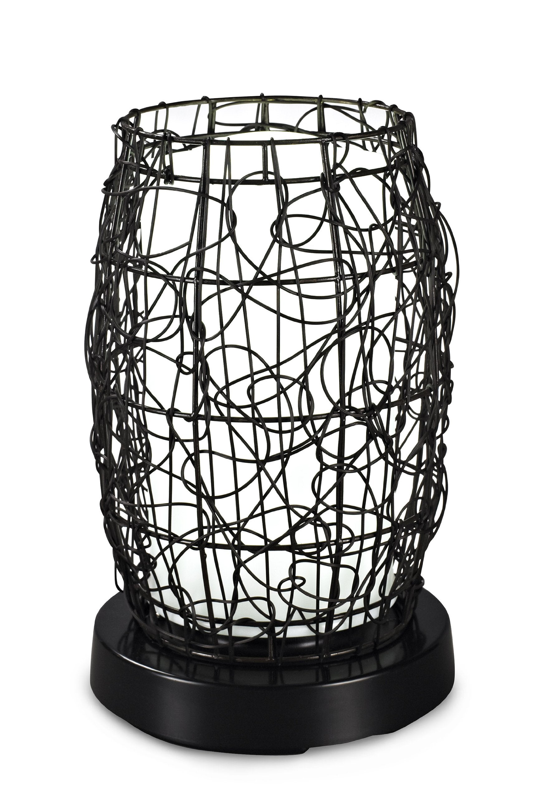 Patio Living Concepts 68800 Patioglo Walnut Random Weave Resin Wicker Led Table Lamp, Bright White