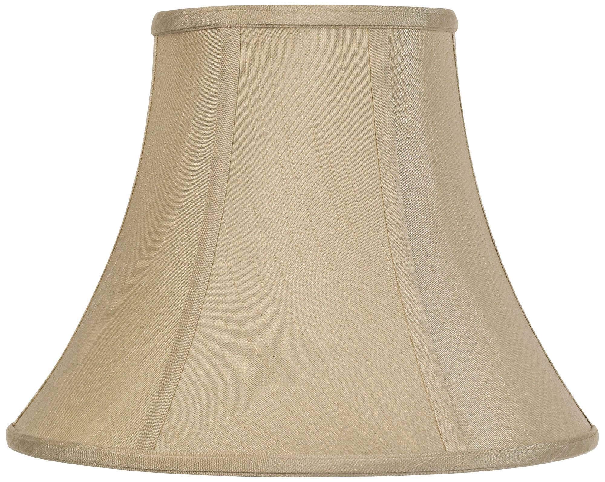 Taupe Medium Bell Lamp Shade 7'' Top x 14'' Bottom x 11'' Slant x 10.5'' High (Spider) Replacement with Harp and Finial - Spring