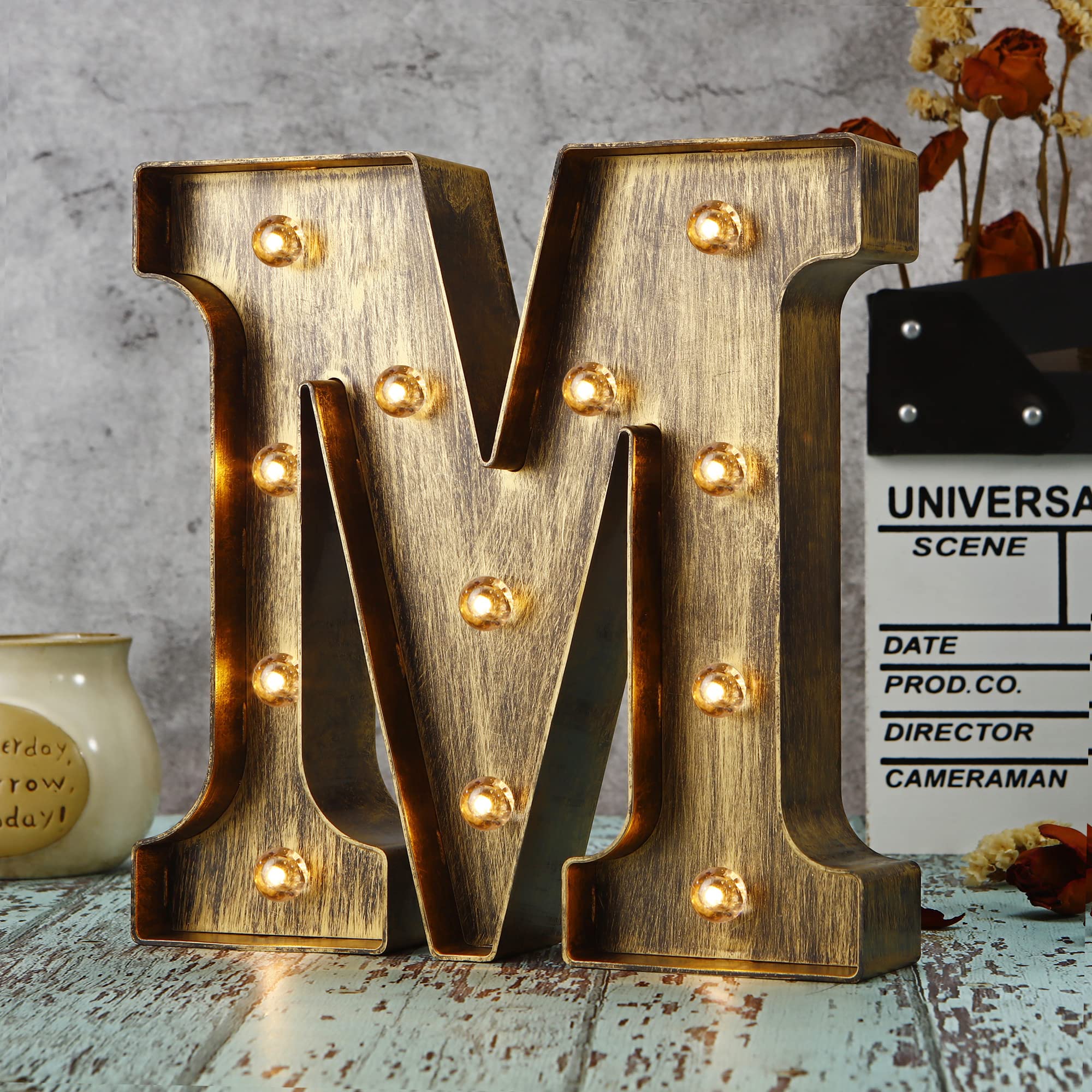 Vintage Led Marquee Letter Light Up Alphabet Letter Sign for cafe Wedding Birthday Party christmas Lamp Home Bar Initials Decor
