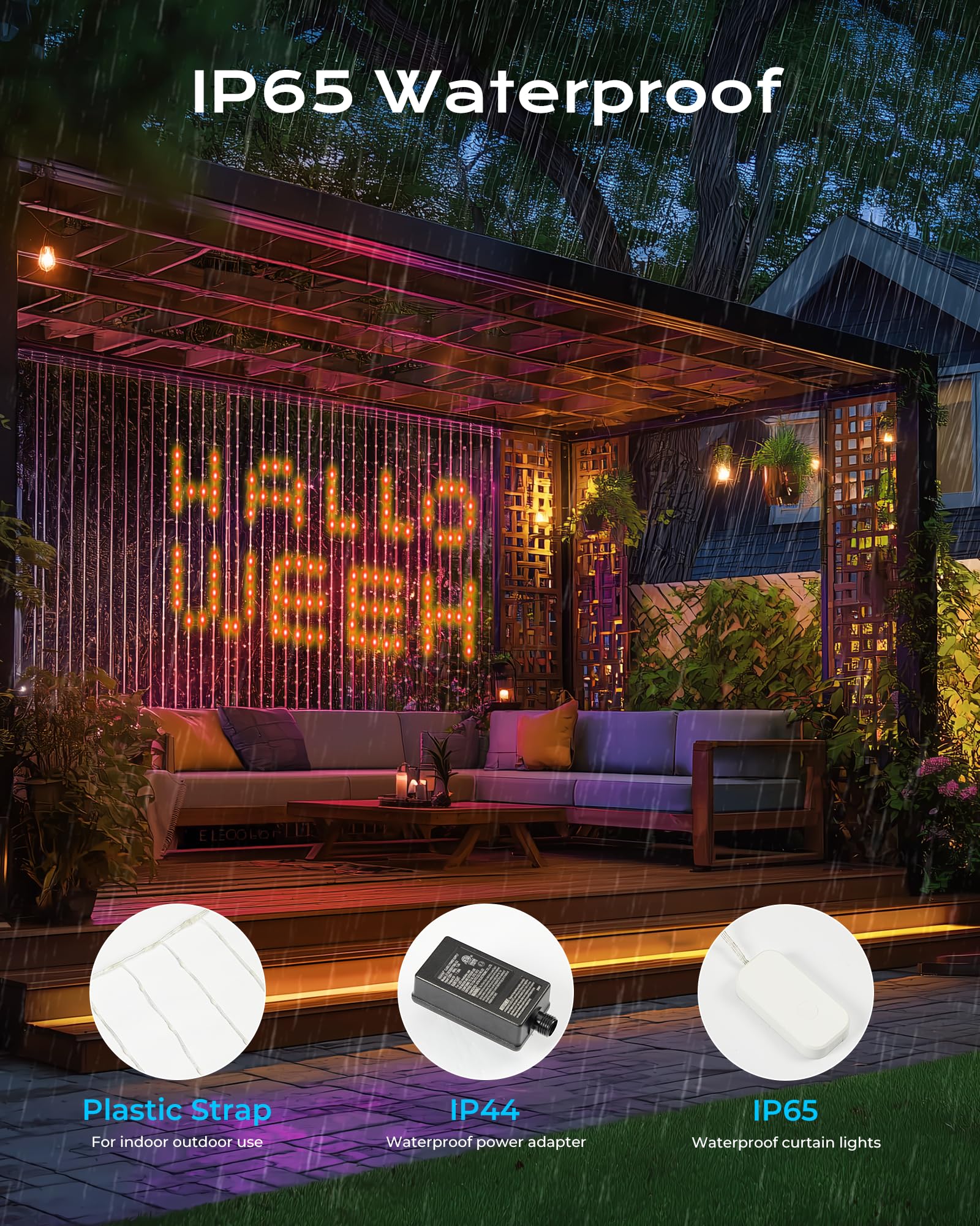 Brightown 540 LED RGBIC Smart Fairy Lights - 4.9x6.6ft, Color Changing, Remote Control, IP65 Waterproof for Indoor/Outdoor Use