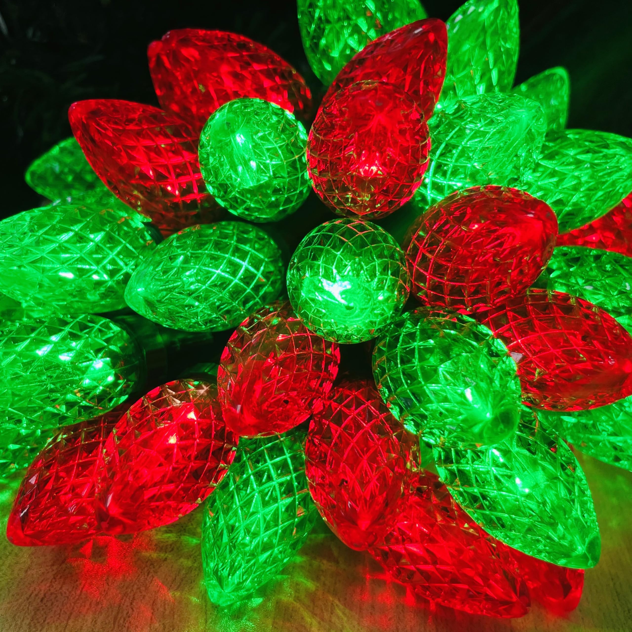 Kaq 2Pk 100Led Red And Green C9 Christmas Lights Waterproof Indoor Outdoor  Extendable 98Ft String Lights Plug In With 13 Lighting Modes  C9 Christmas Decorations For Party Patio  Outside Yard Decor