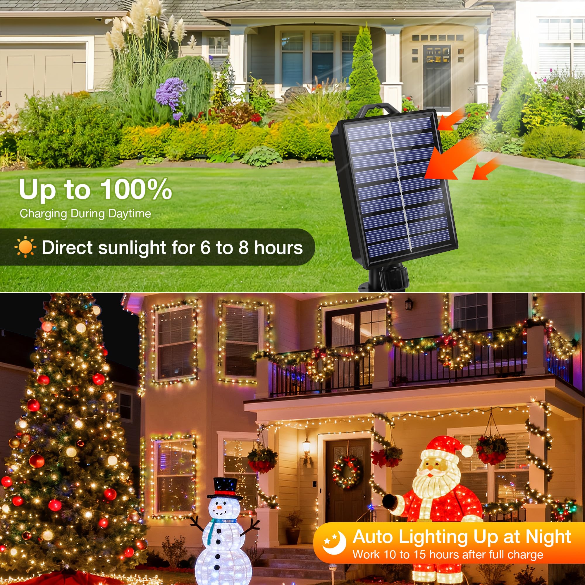 Banbanjo Solar Christmas Lights Outdoor 2 Packs Total 144Ft 400 Led Solar String Lights With 8 Modes  Waterproof Christmas String Light For Patio Garden Party Tree Proch Holiday Xmas Decor(Warm White)