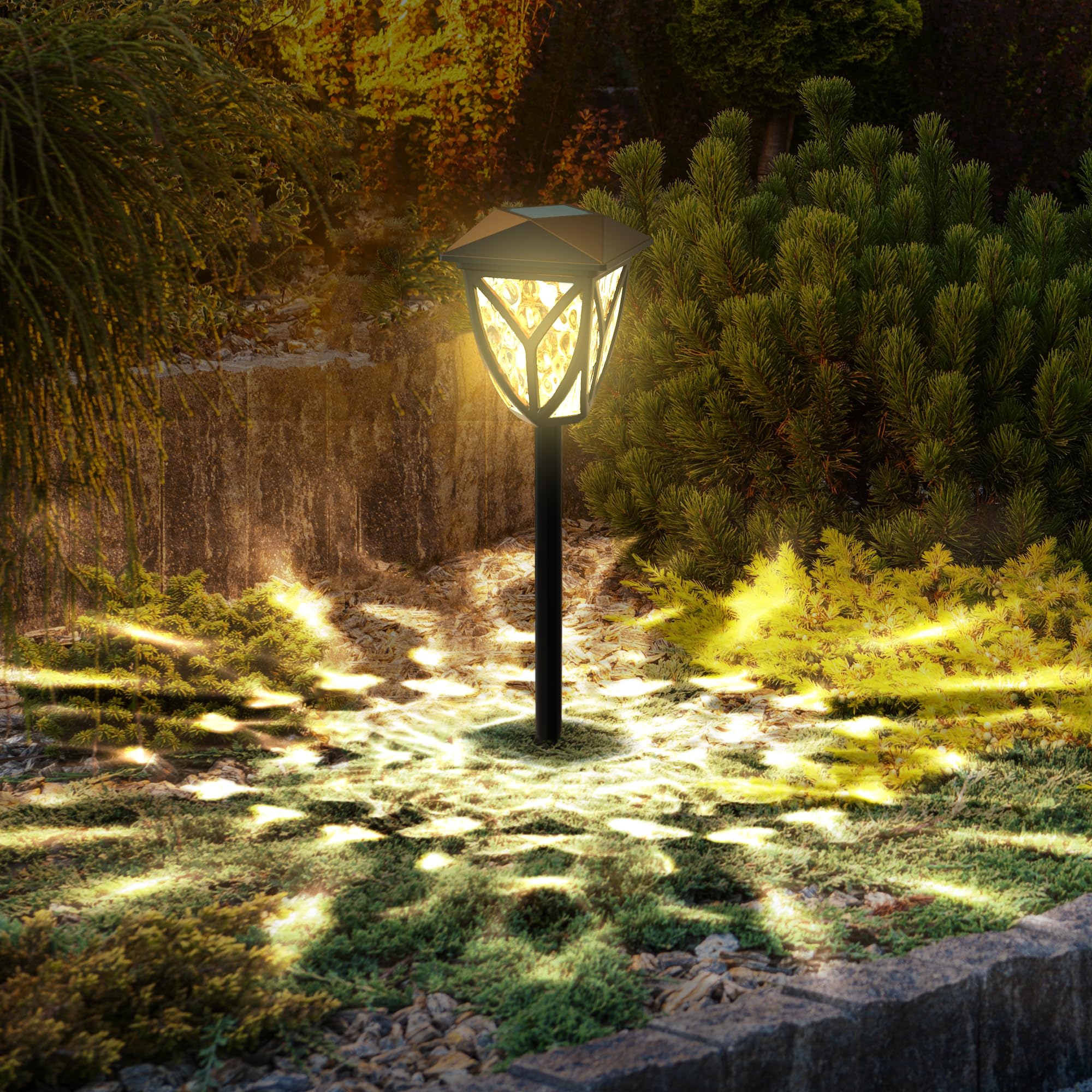 Ensenior 12-Pack Solar Lights Outdoor  16.77 3000K Led Solar Garden Lights For Pathway  Yard  Patio  Walkway  Planter  Waterproof  Energy-Efficient Landscape Lighting