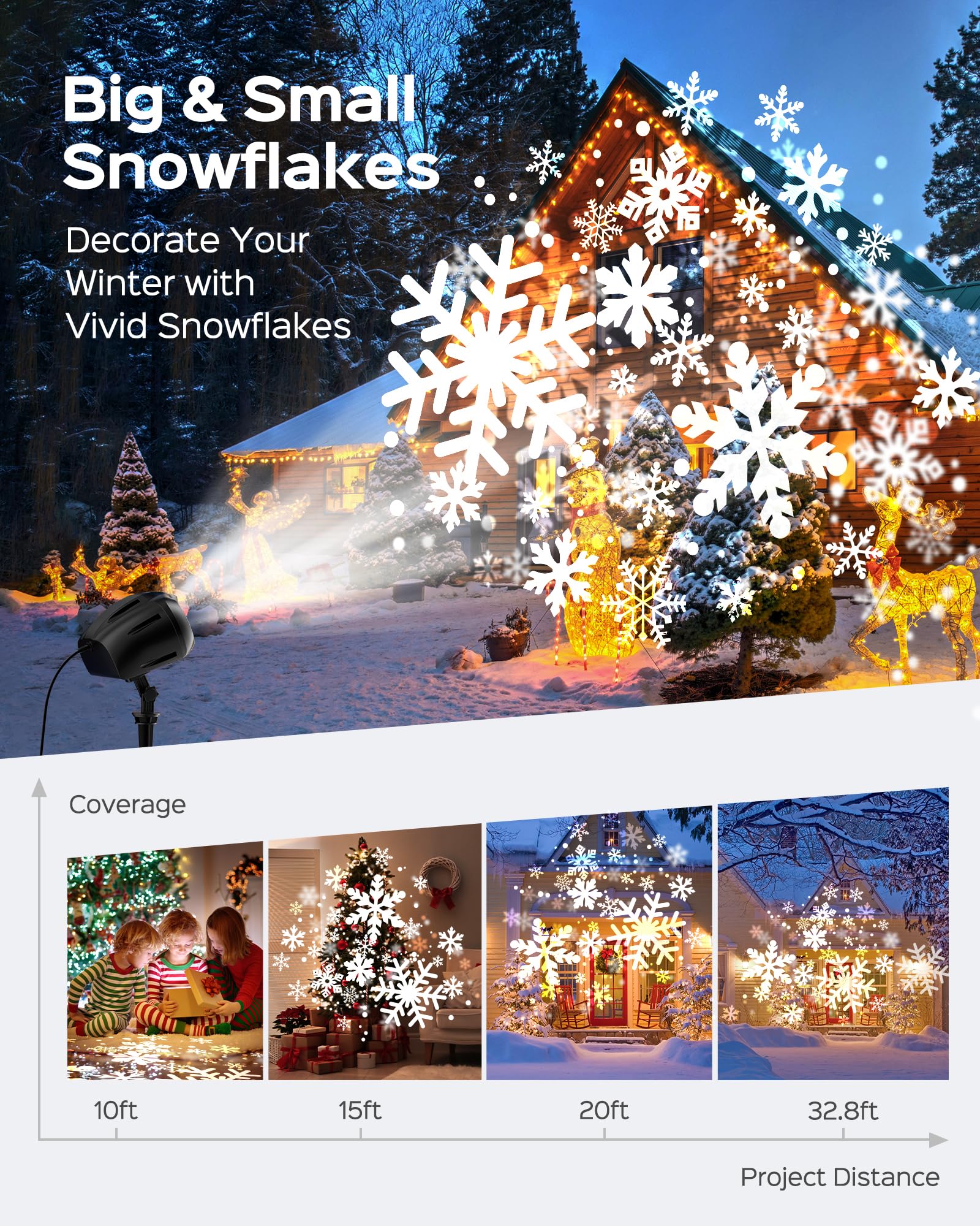 Snowflake Projector Lights Jackyled Dual-Head Christmas Snowflake Light Projector Hd Outdoor Indoor Festival Lighting Decoration