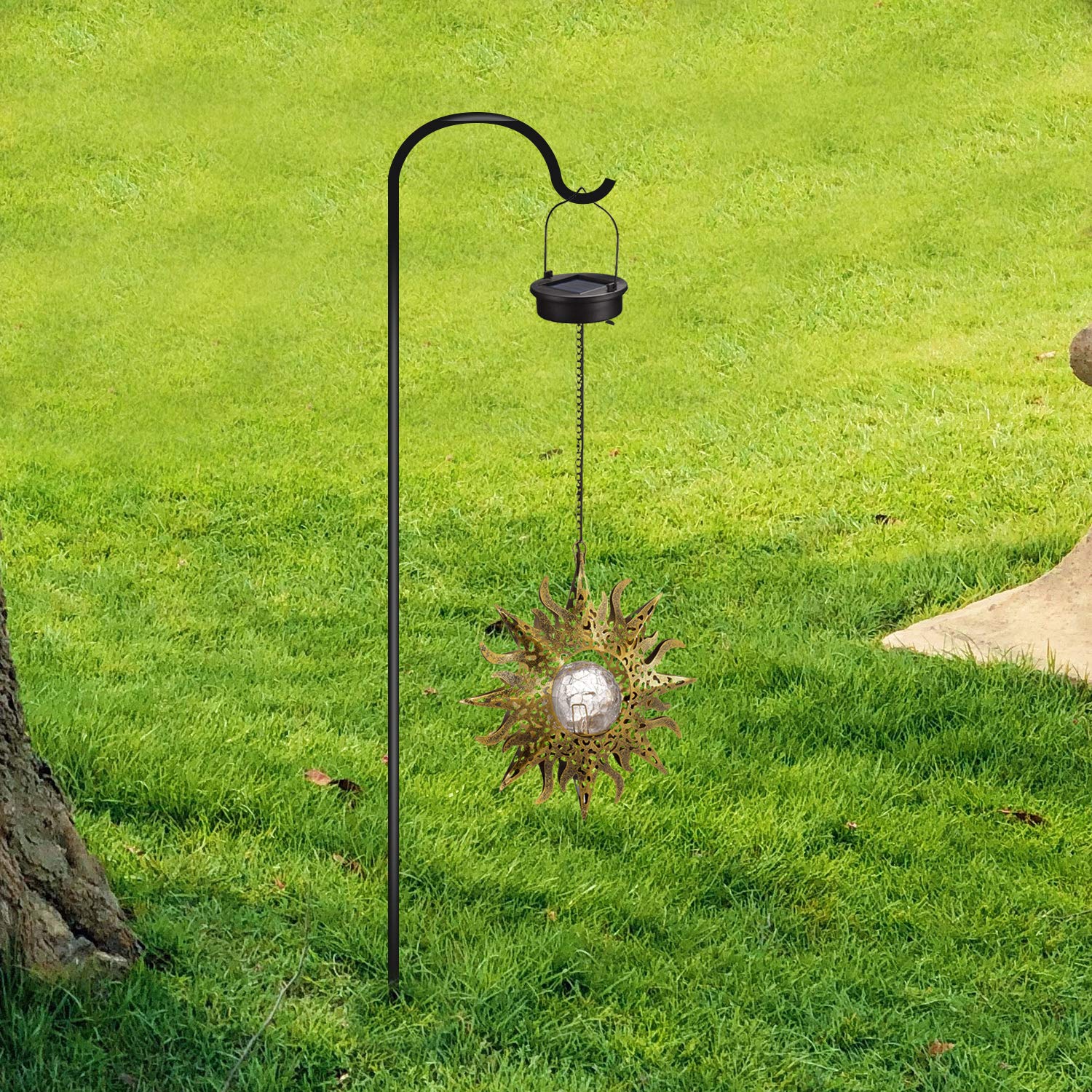 Solar Lights Outdoor Garden Decor Hanging Lanterns Decoration Metal Sunflower Gifts Waterproof for Yard Clearance Front Porch La