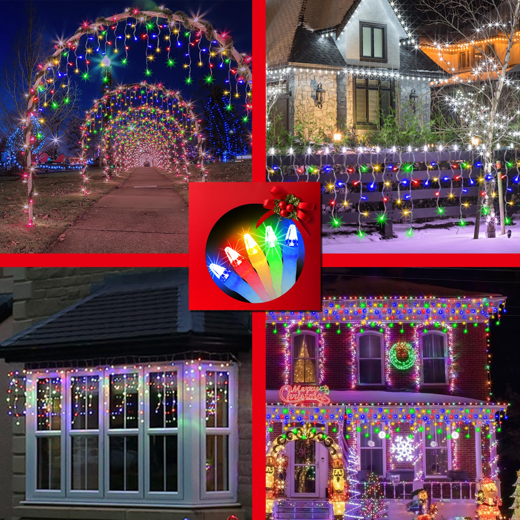 1620 Led Christmas Outdoor Lights With 360 Drops, 164Ft Hanging Curtain Lights With 8 Modes Timer & Memory, Waterproof Christmas