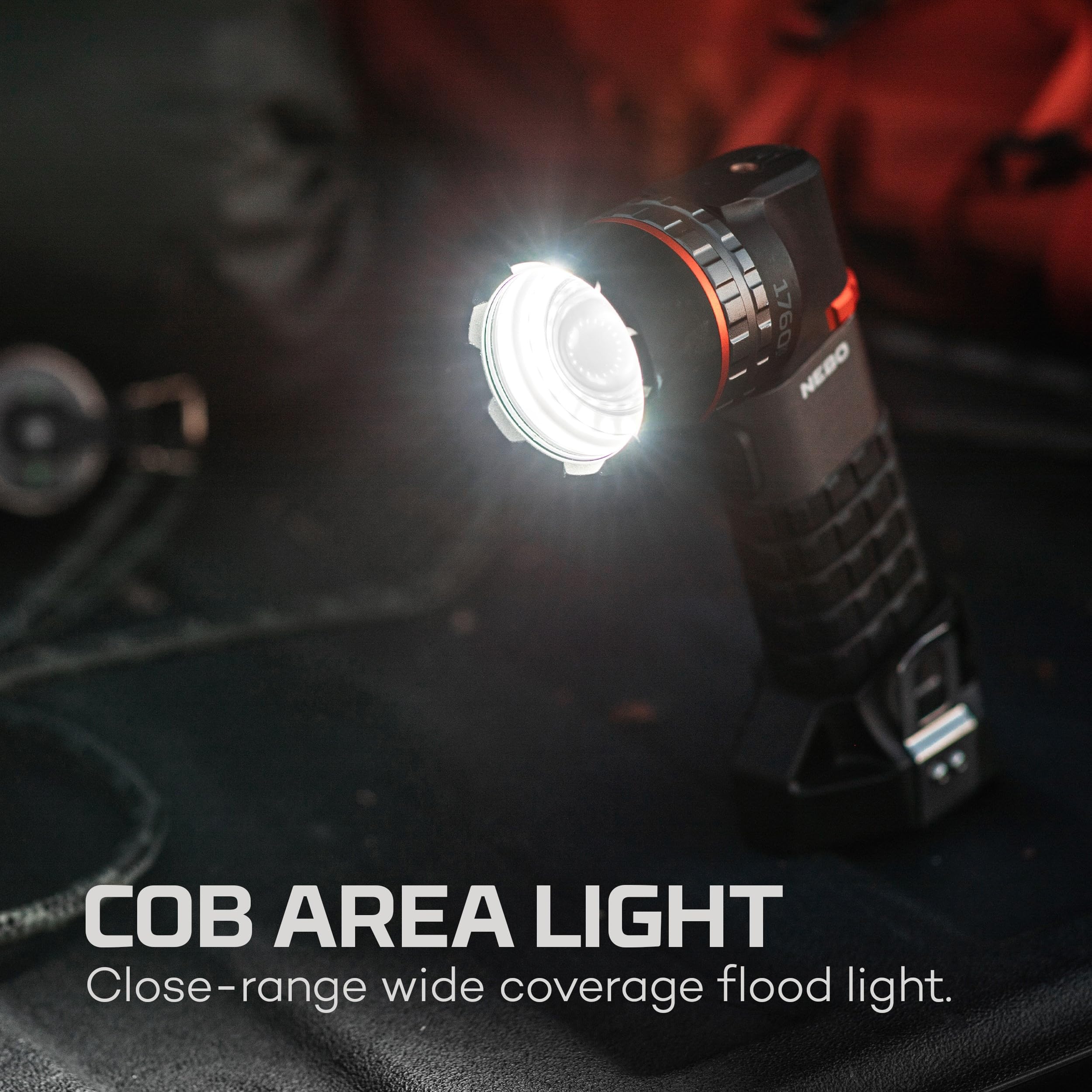 NEBO LUXTREME SL100 Spotlight | 640,000 cd, 500 Lumens, 1 Mile Beam, Rechargeable LEP Flashlight & COB Flood Light, 13.75 Hours