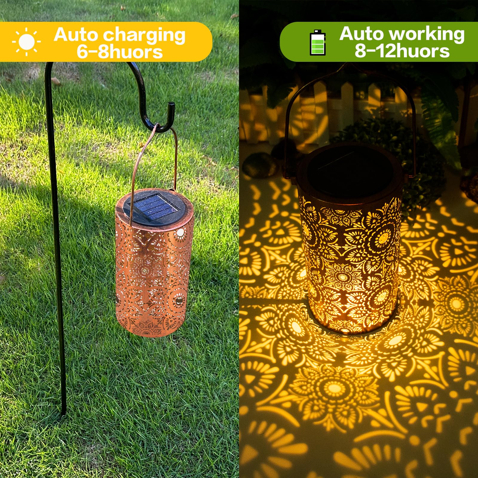 Solar Lanterns Outdoor Hanging Lantern Lights,Sunflower Metal Decor Lanterns-Waterproof Led Decorative Light For Garden Patio Ya